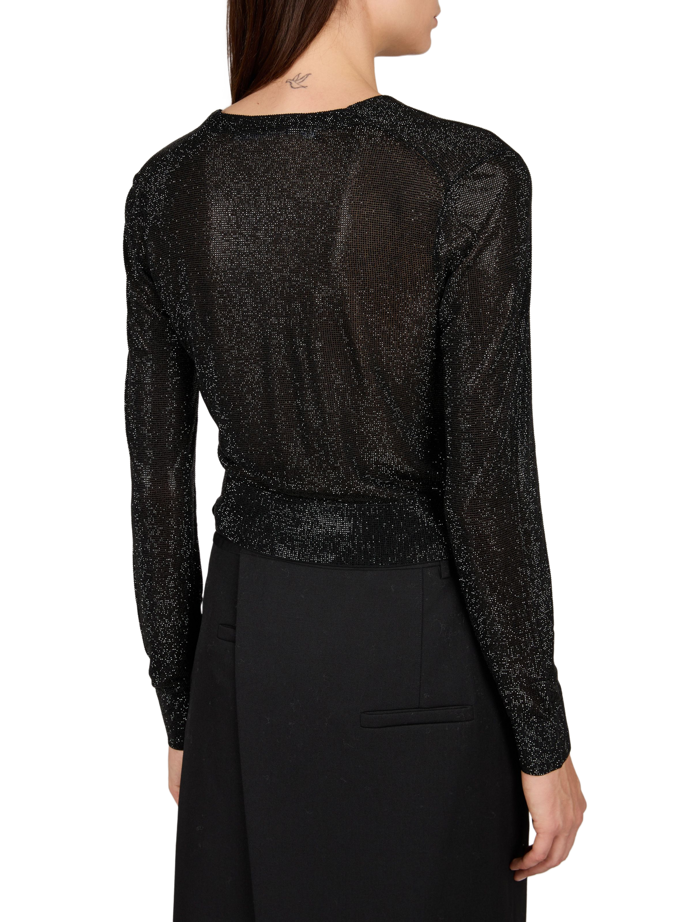Rechte cardigan met V-hals en pailletten, vast te knopen. ALEXANDER WANG Zwart