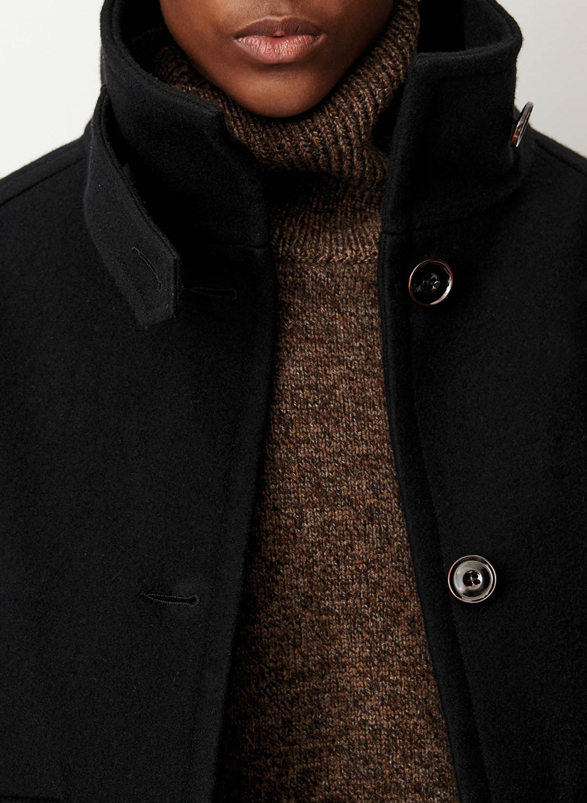 Manteau court col montant en laine mélangée lee wooly SESSUN Noir