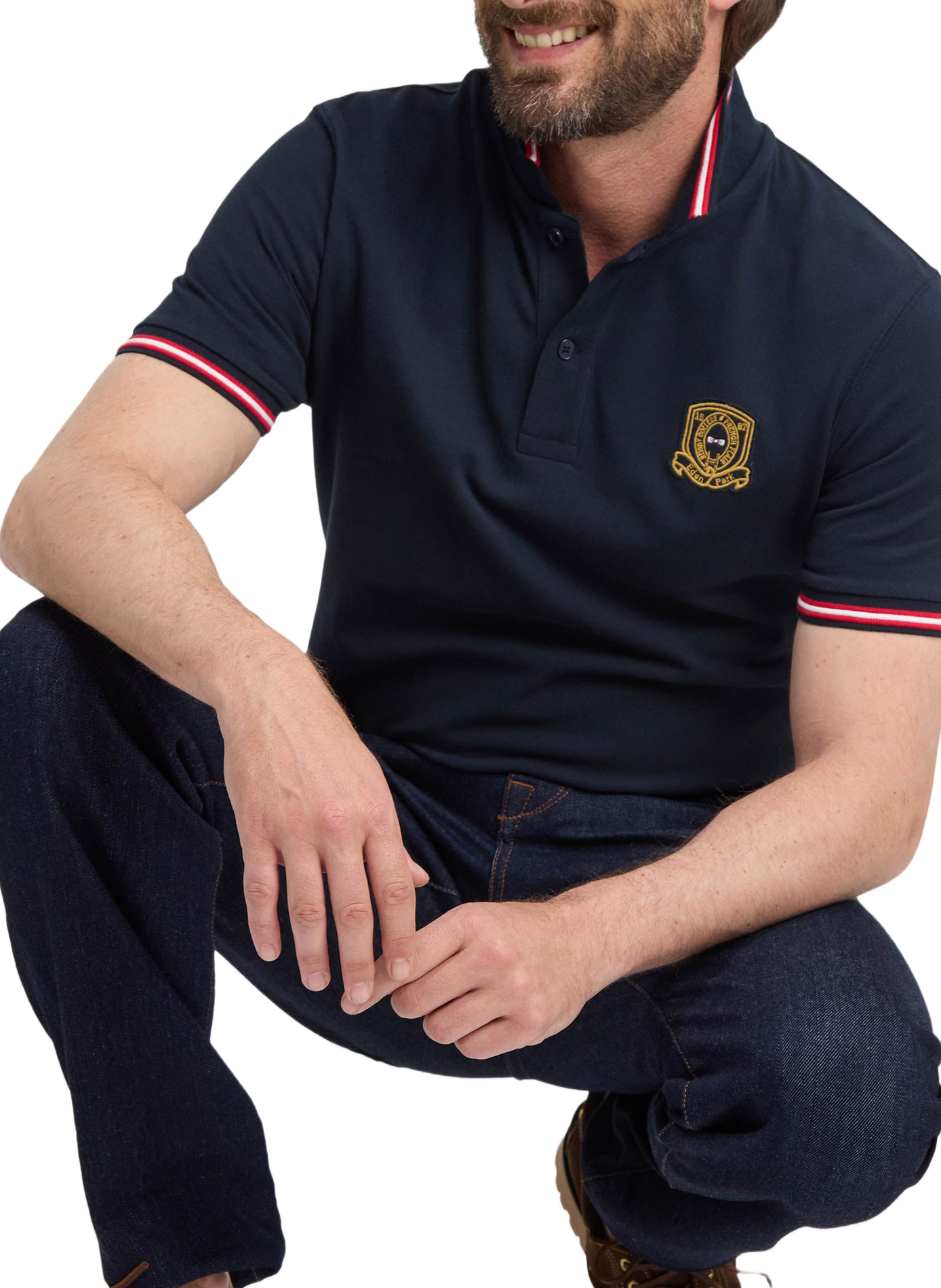 Polo droit à logo brodé en coton EDEN PARK Blue