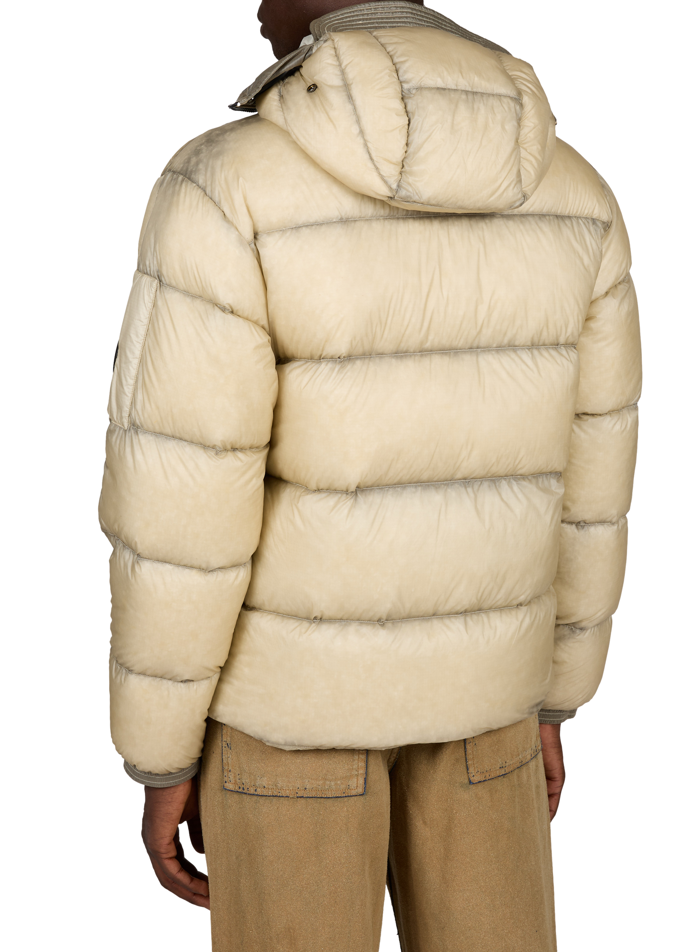 Gerade geschnittene einfarbige Daunenjacke mit Kapuze CP COMPANY Beige