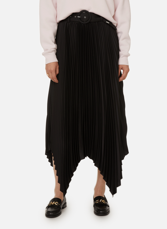 Asymmetric pleated midi skirt  GUESS