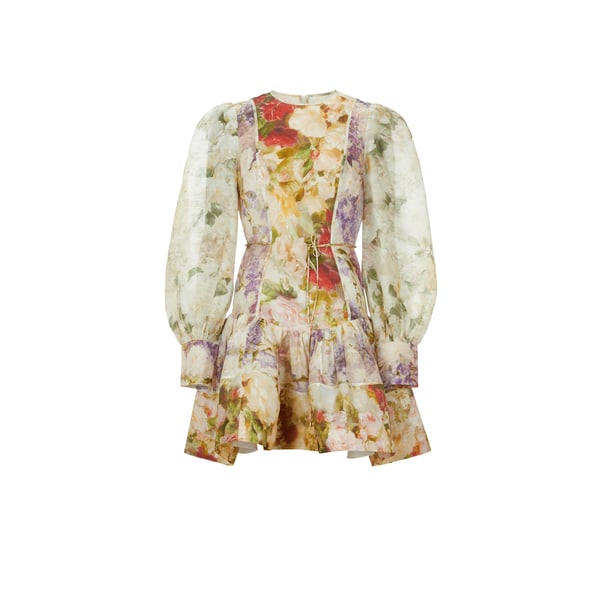 Robe courte en soie et lin