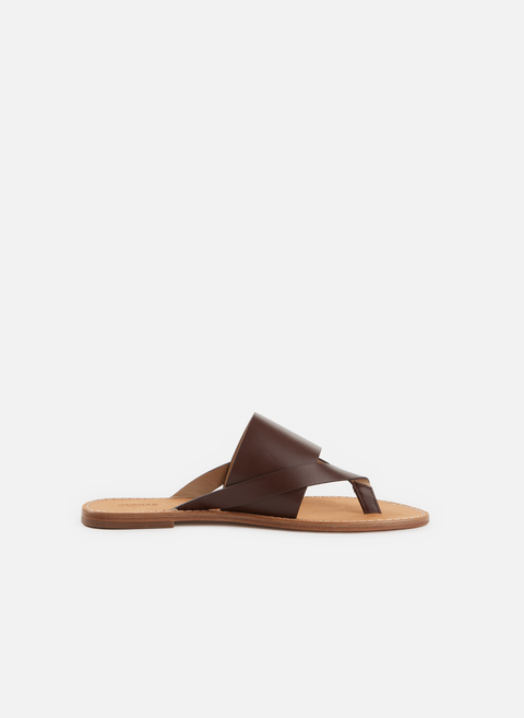 Flat leather sandals BrownALOHAS 