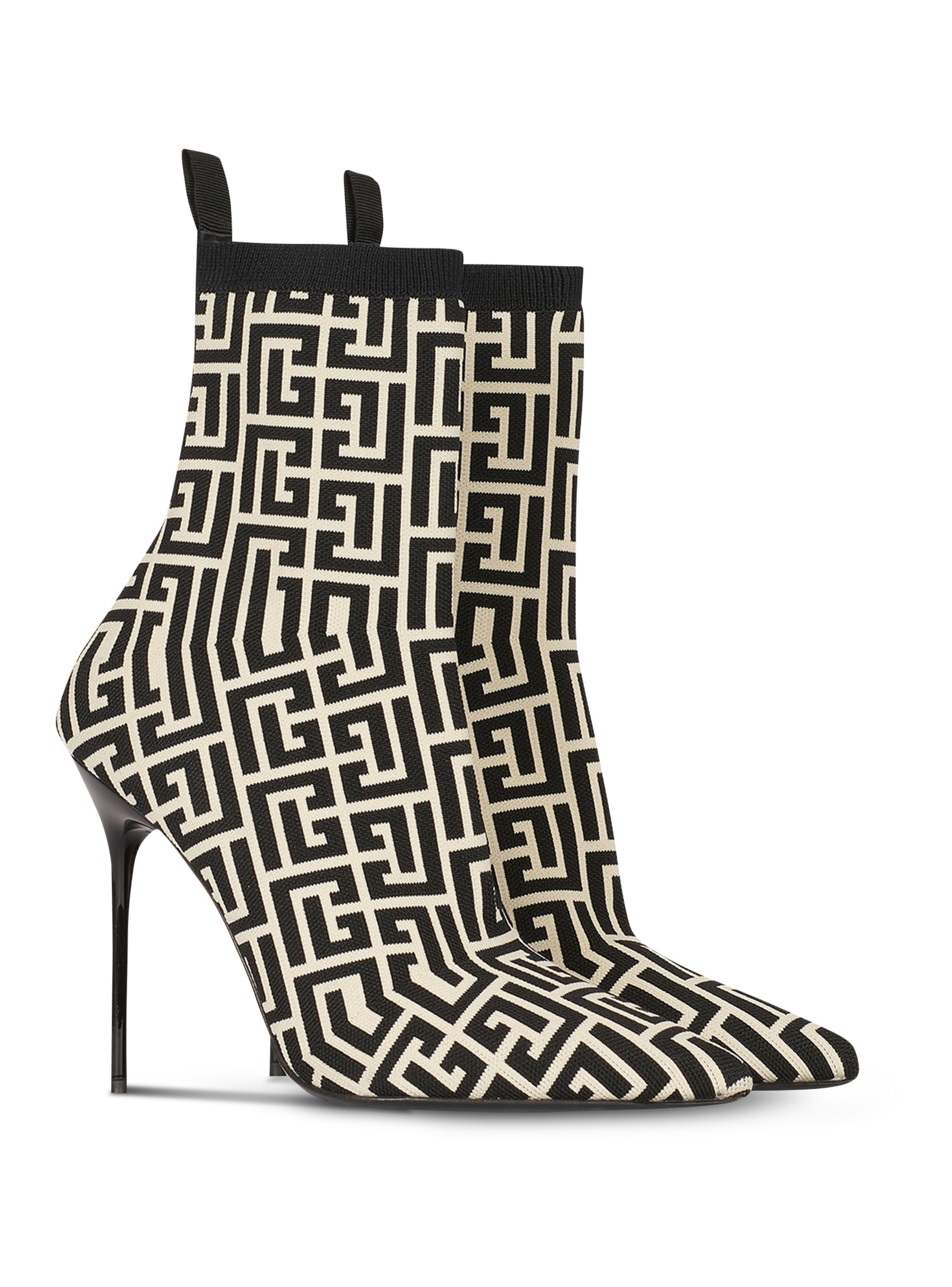 Bottines skye en maille stretch bicolores à monogramme balmain BALMAIN Noir