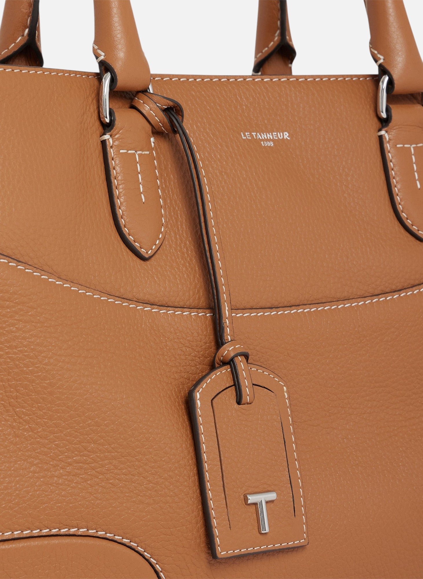 Grand sac à main romy en cuir grainé LE TANNEUR Marron