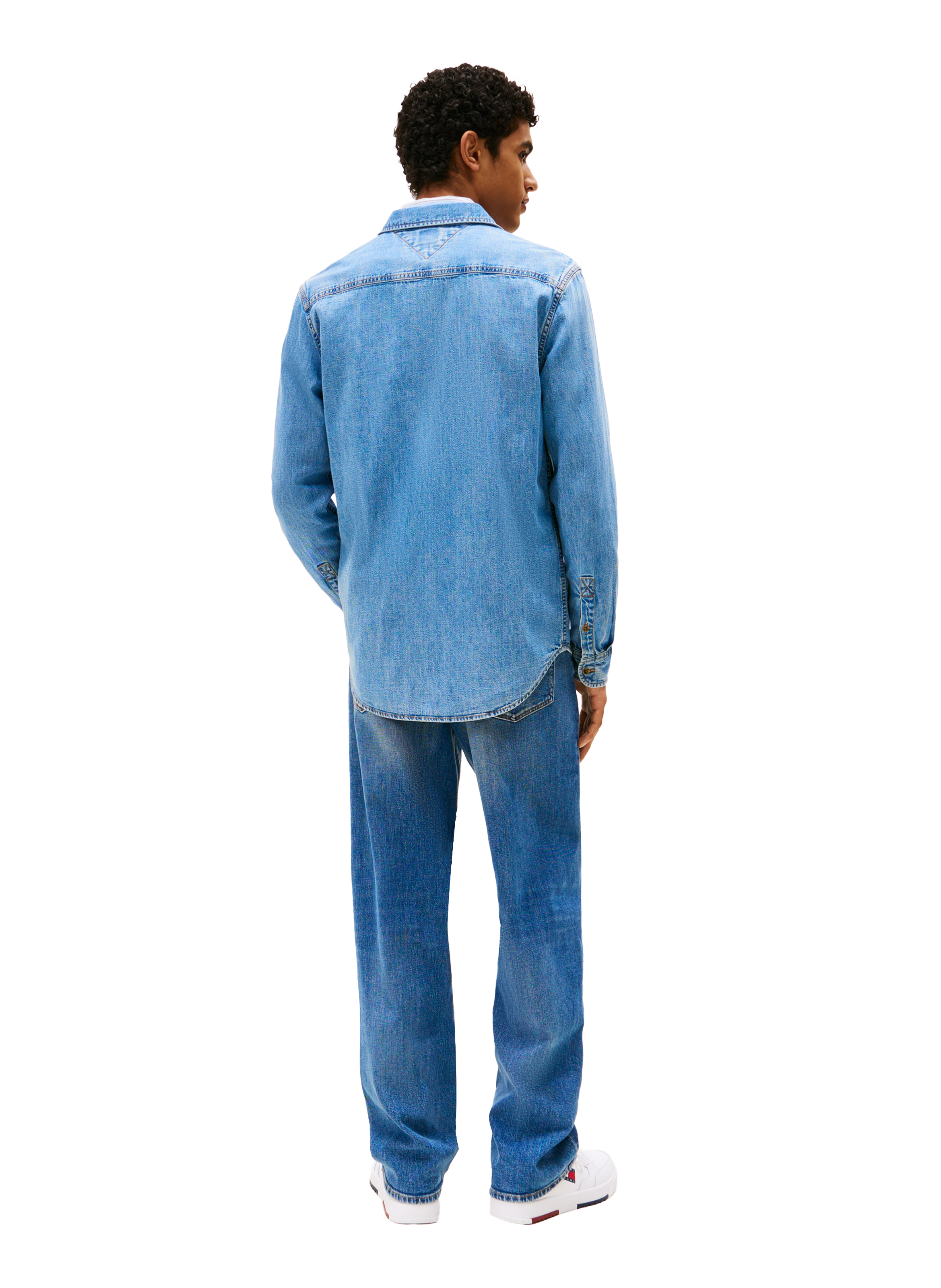 Straight cotton denim shirt TOMMY HILFIGER Blue