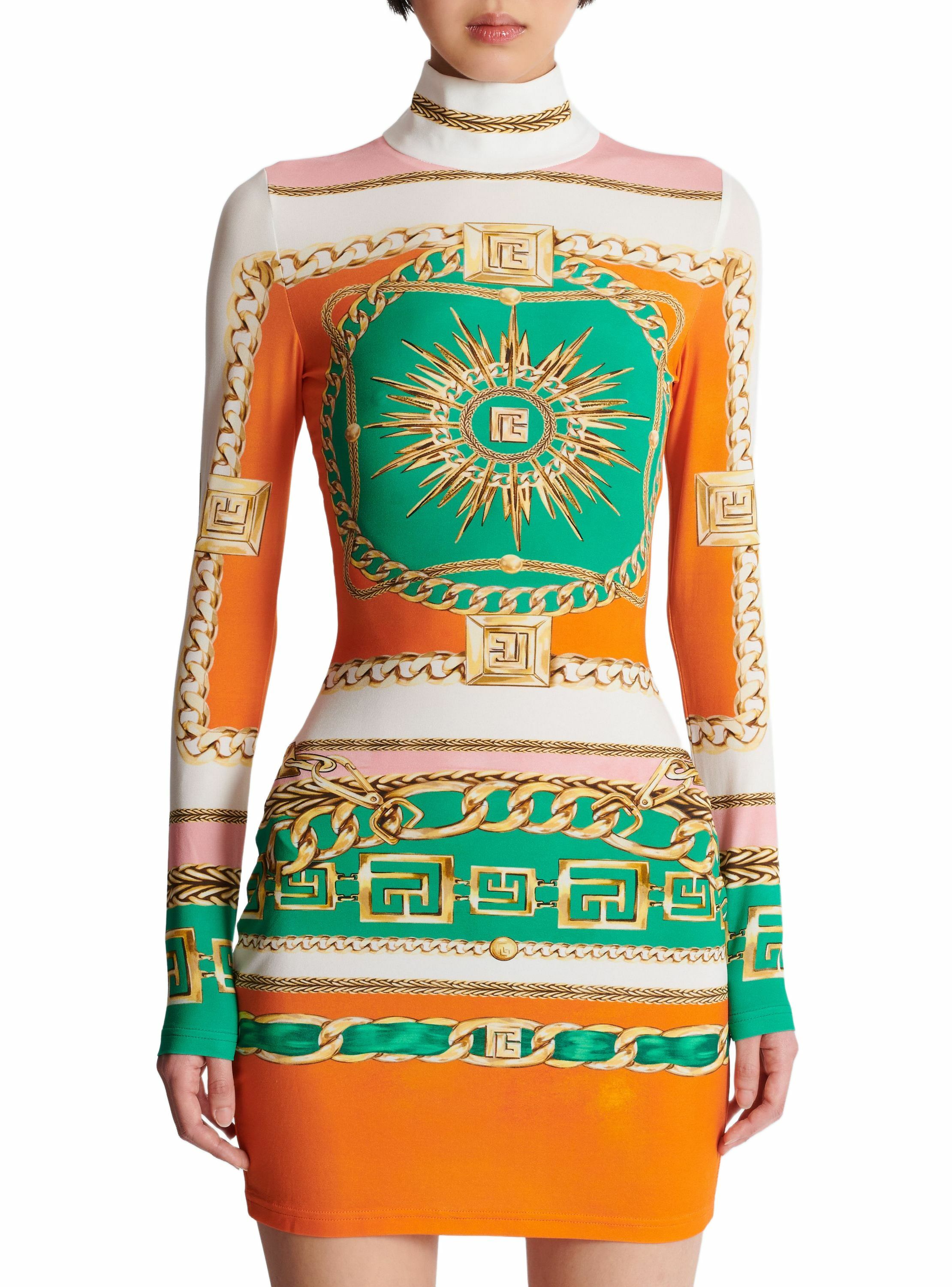 Robe bodycon courte imprimée motif balmain foulard BALMAIN Multicolore