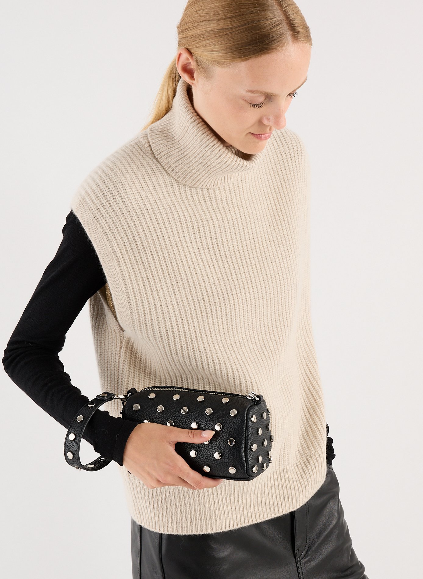 Pull col roulé sans manches en cachemire SAISON 1865 Beige