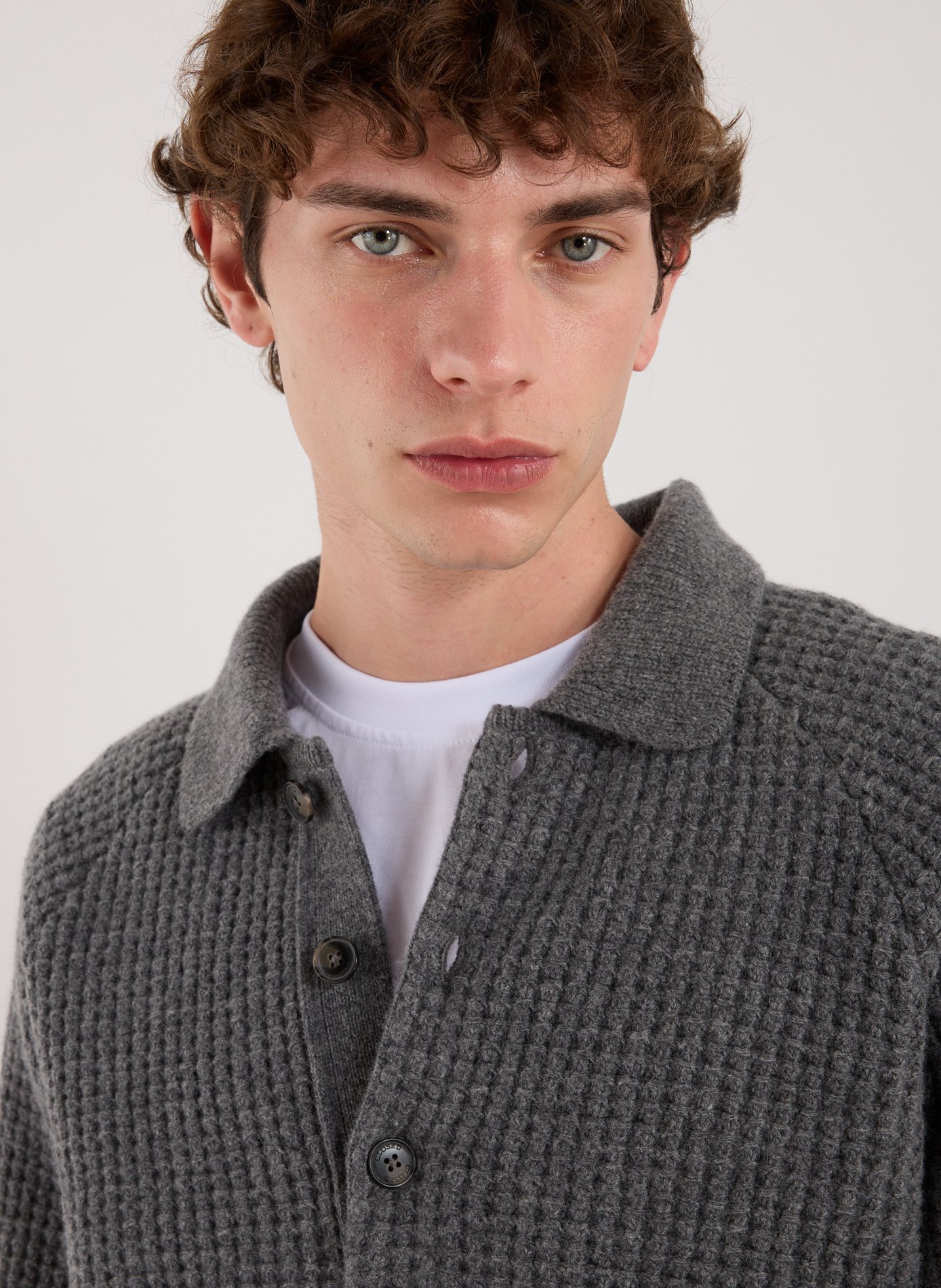 Pull col polo en laine CLOSED Gris