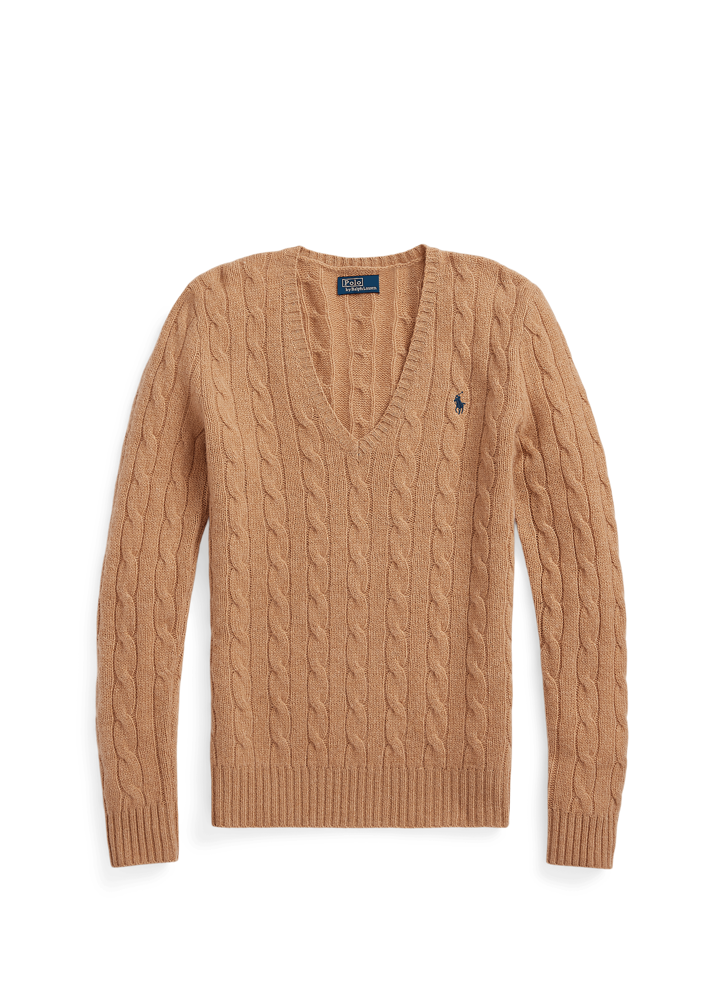 Pull col V en laine et cachemire POLO RALPH LAUREN Marron