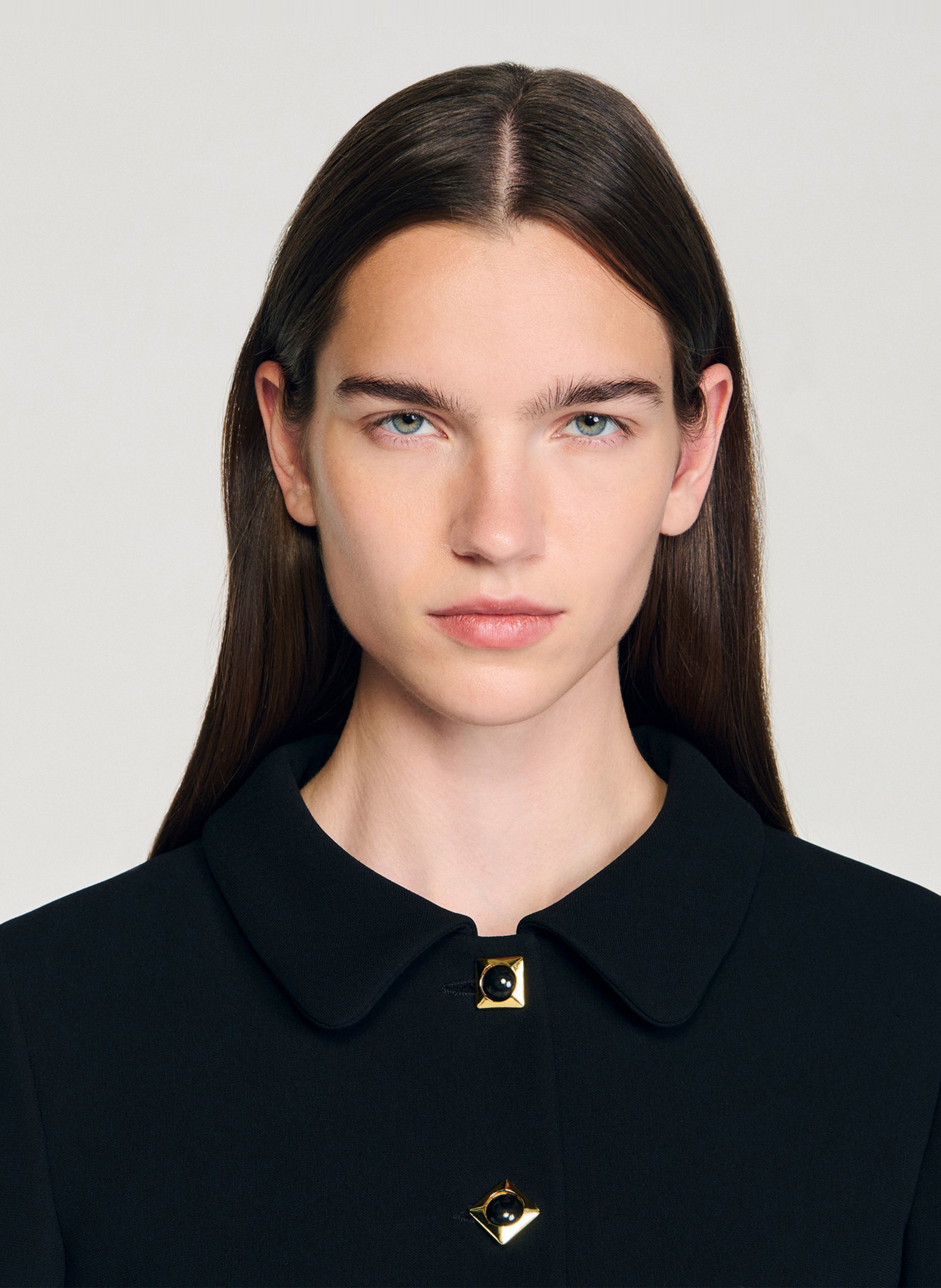 Veste courte unie à boutons fantaisie SANDRO Noir