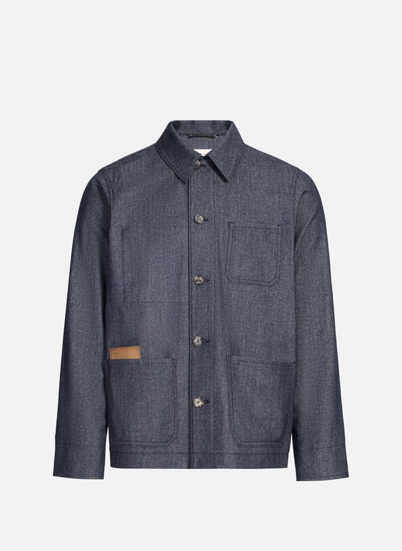 Chemise col classique en coton et laine vierge mélangés Bleu by JACOB COHEN JACOB COHEN Chemise col classique en coton et laine vierge mélangés Bleu