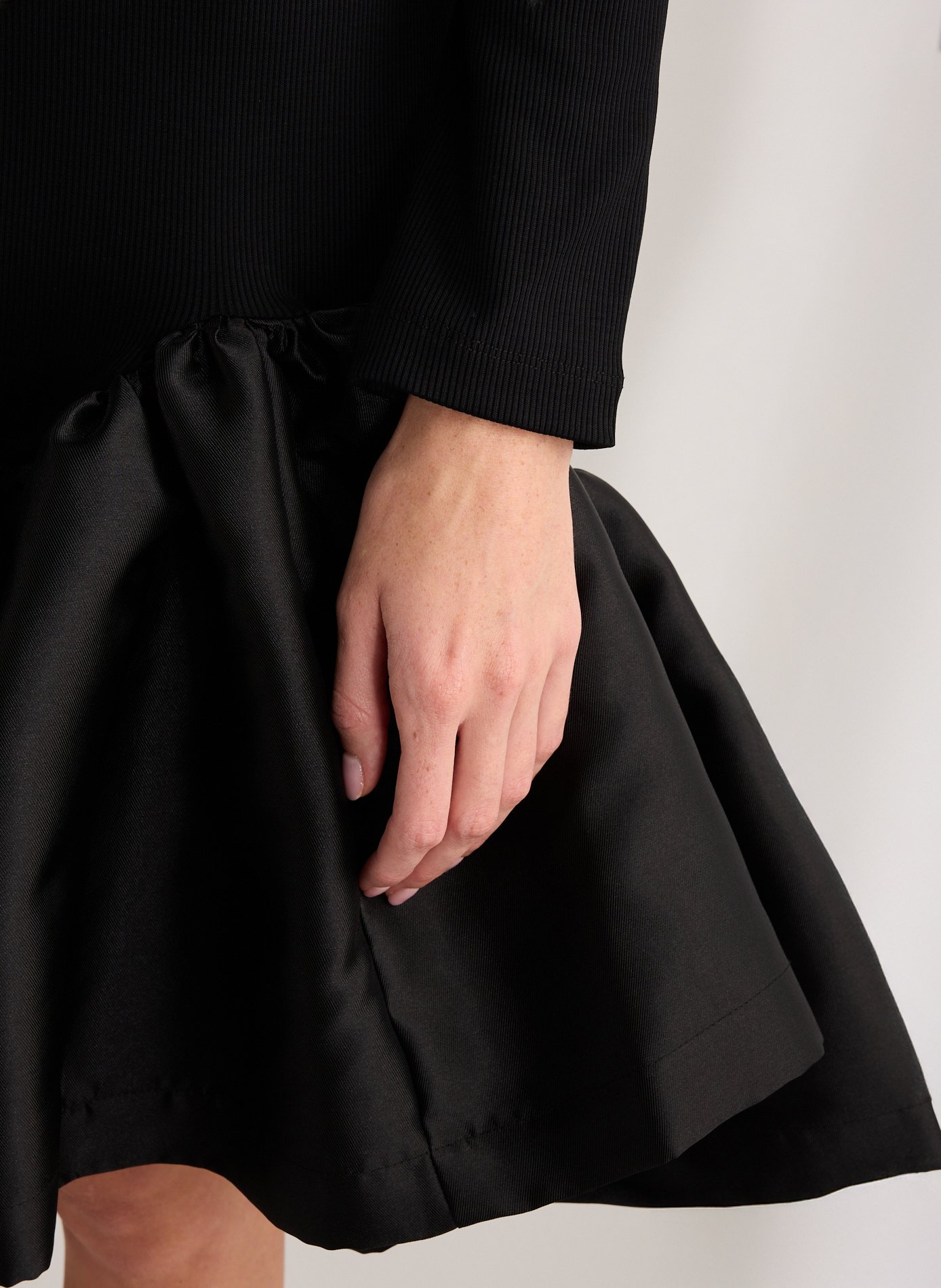 Midi dress with a full skirt in blended cotton MARQUES ALMEIDA Black