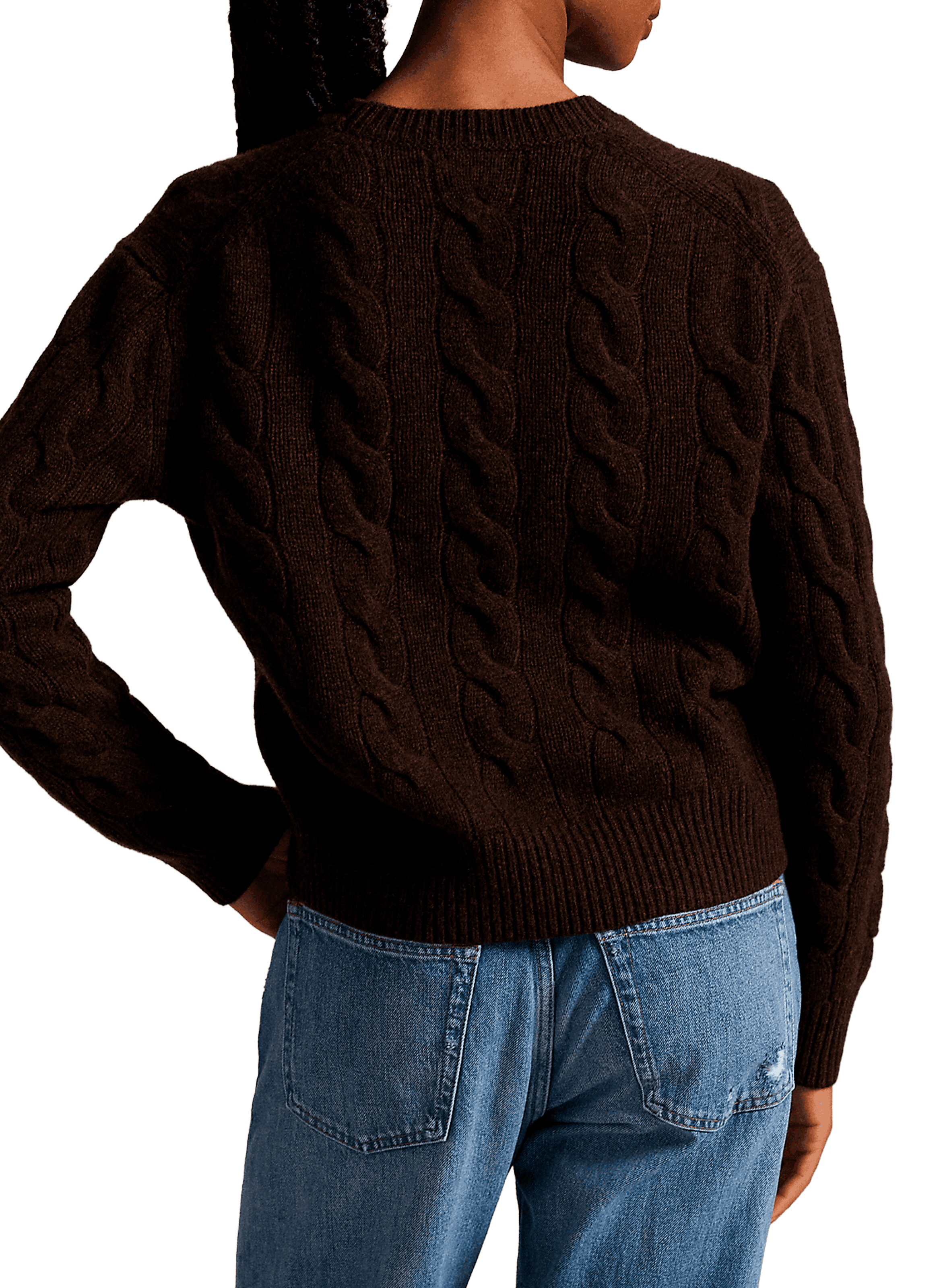 Pull col rond en laine et cachemire POLO RALPH LAUREN Marron