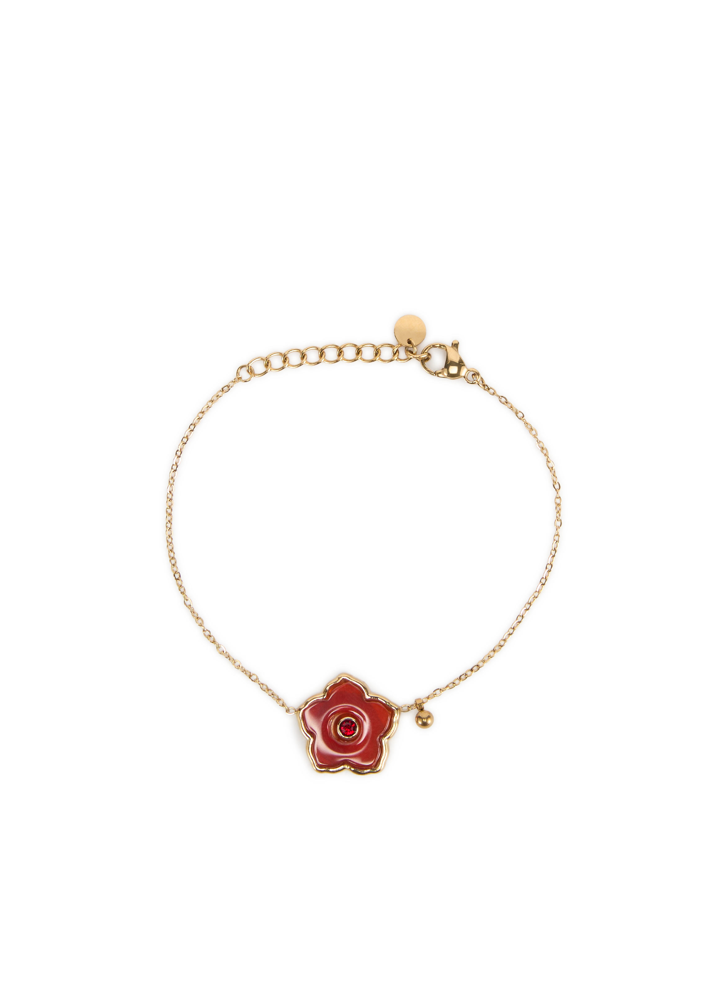 AU PRINTEMPS PARIS Flower pendant bracelet Red