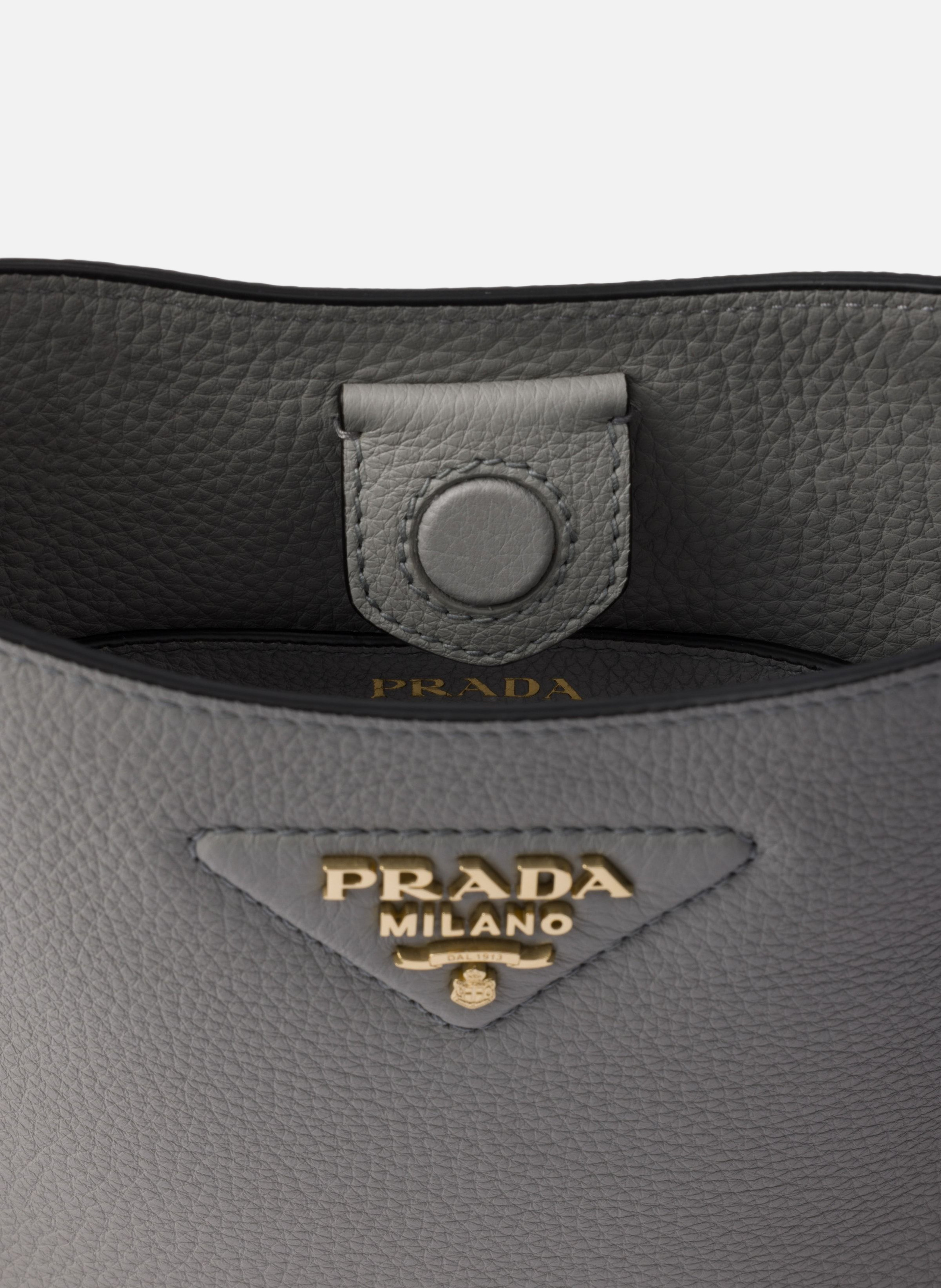 Mini sac porté épaule en cuir PRADA Gris