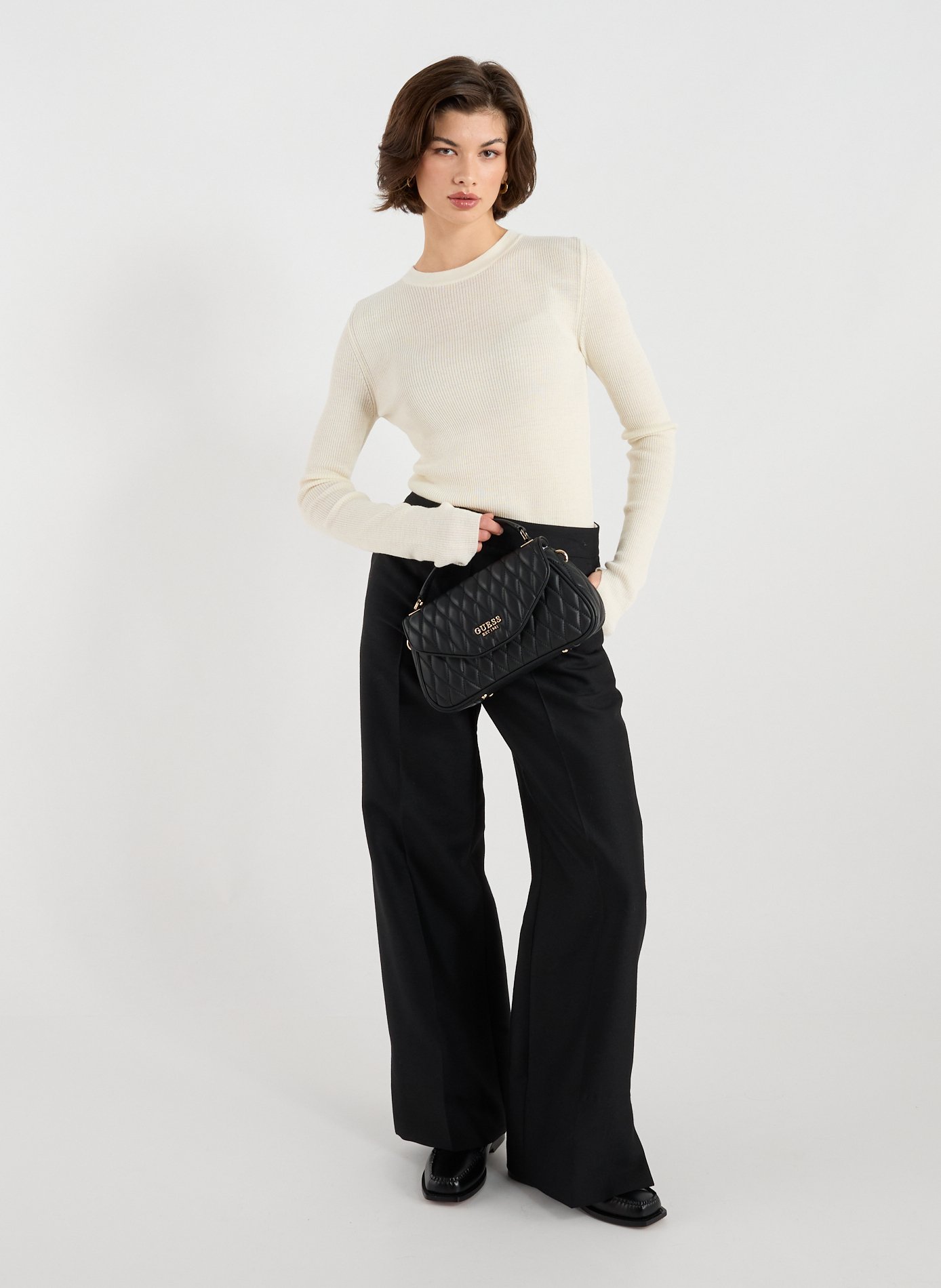 Sac à main Valla surpiqué GUESS Noir