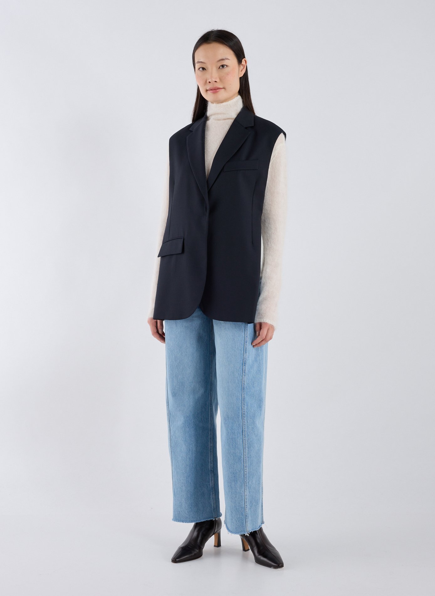 Pull col montant en mohair mélangé ADOLFO DOMINGUEZ Beige