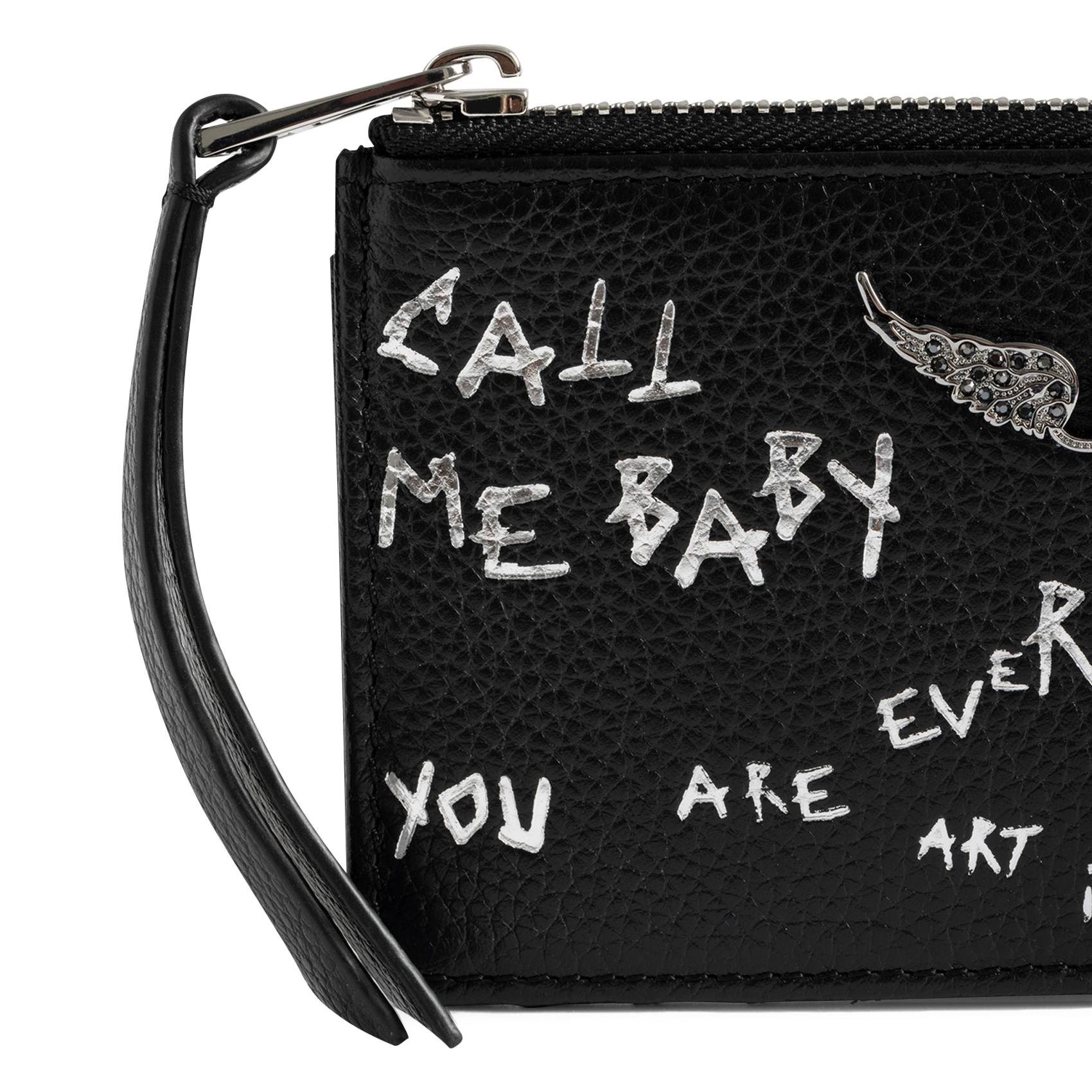 Porte-cartes en cuir imprimé zv card ZADIG&VOLTAIRE Noir