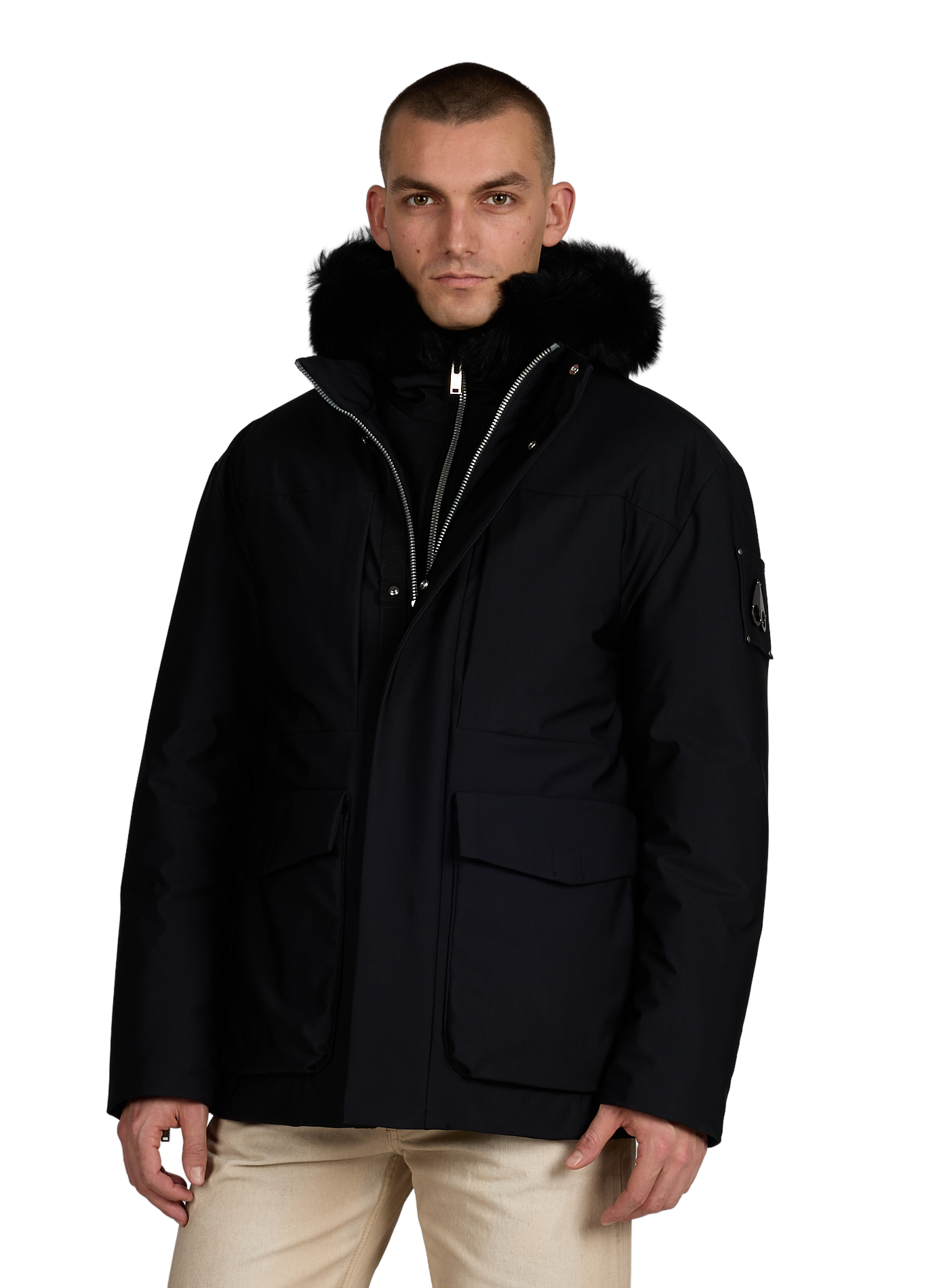 Parka with high collar and removable hood MOOSE KNUCKLES Black