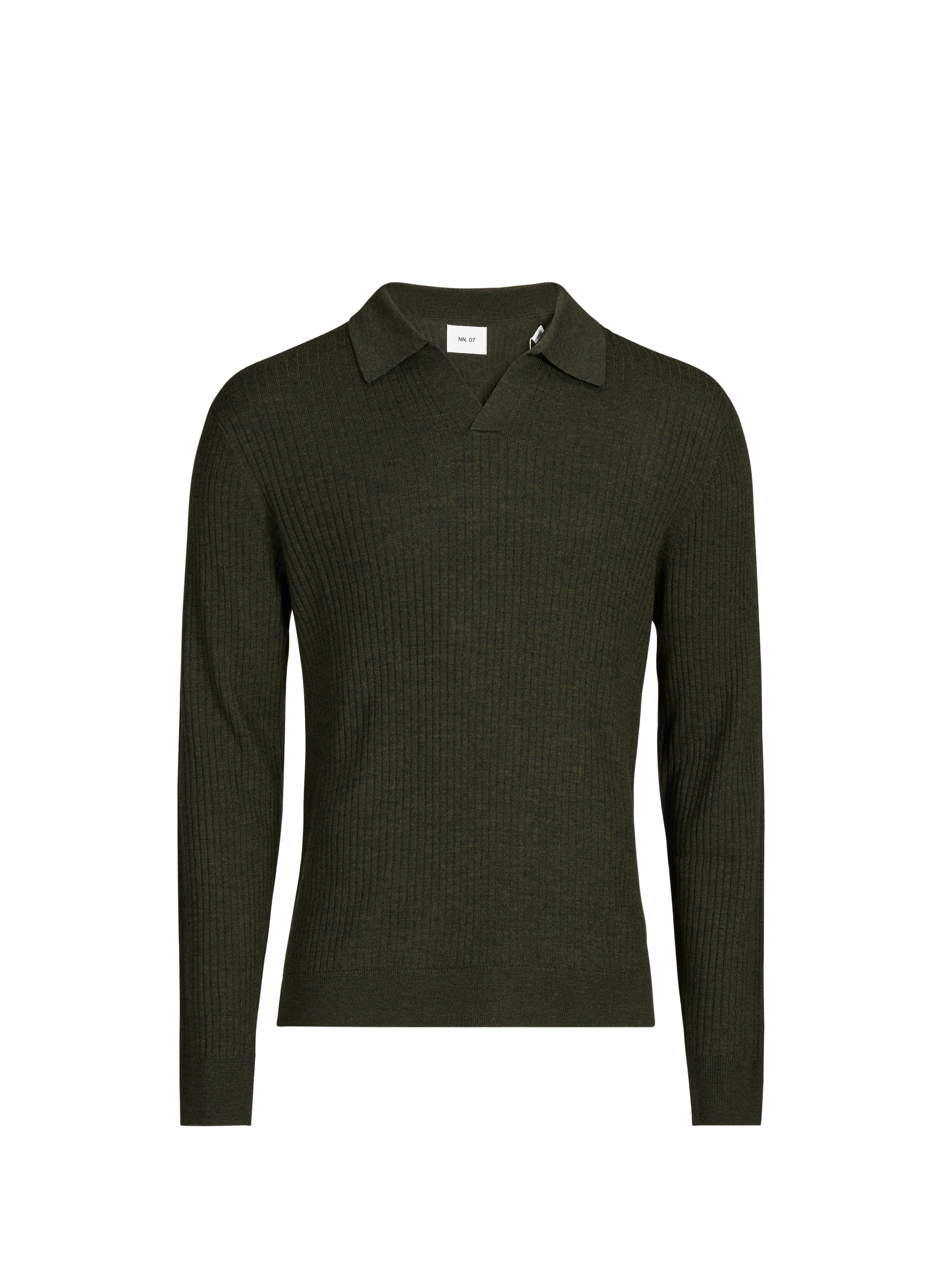 Polo à manches longues en laine mérinos NN.07 Kaki