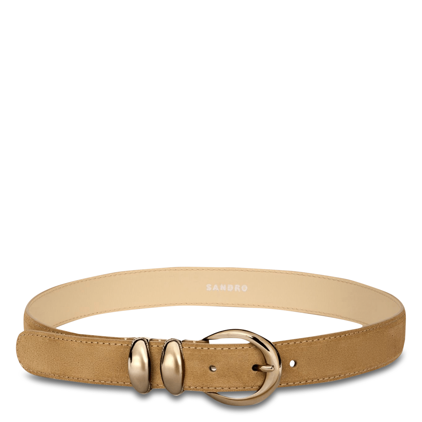 Ceinture en cuir velours SANDRO Beige