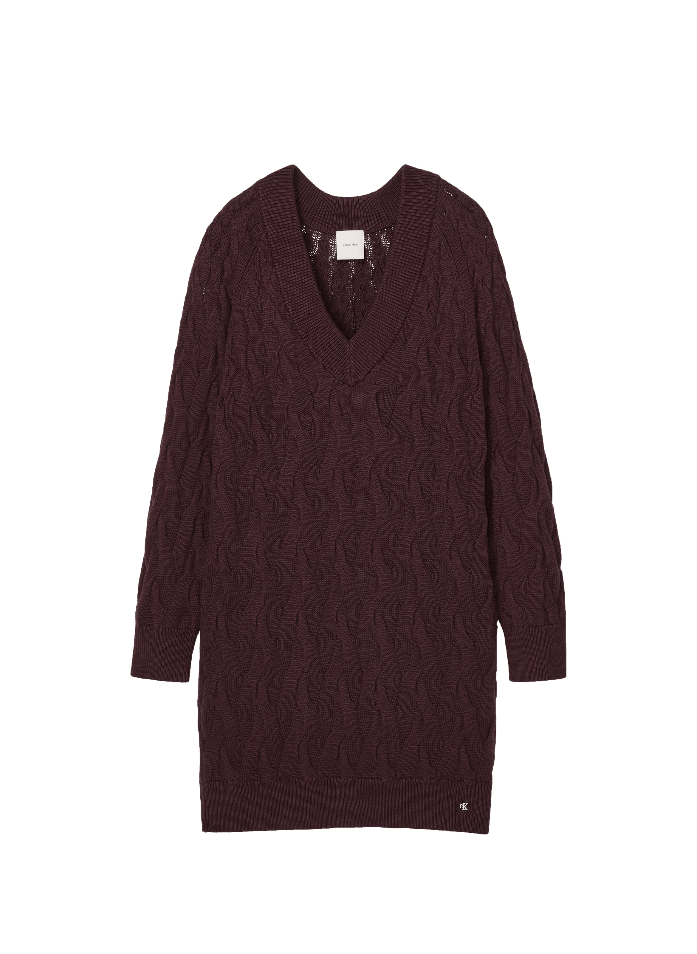 Robe pull en maille torsadée CALVIN KLEIN Marron