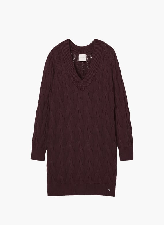 Cable knit sweater dress Brown Calvin klein - Women | Printemps Cable knit sweater dress Brown Calvin klein - Women | Printemps