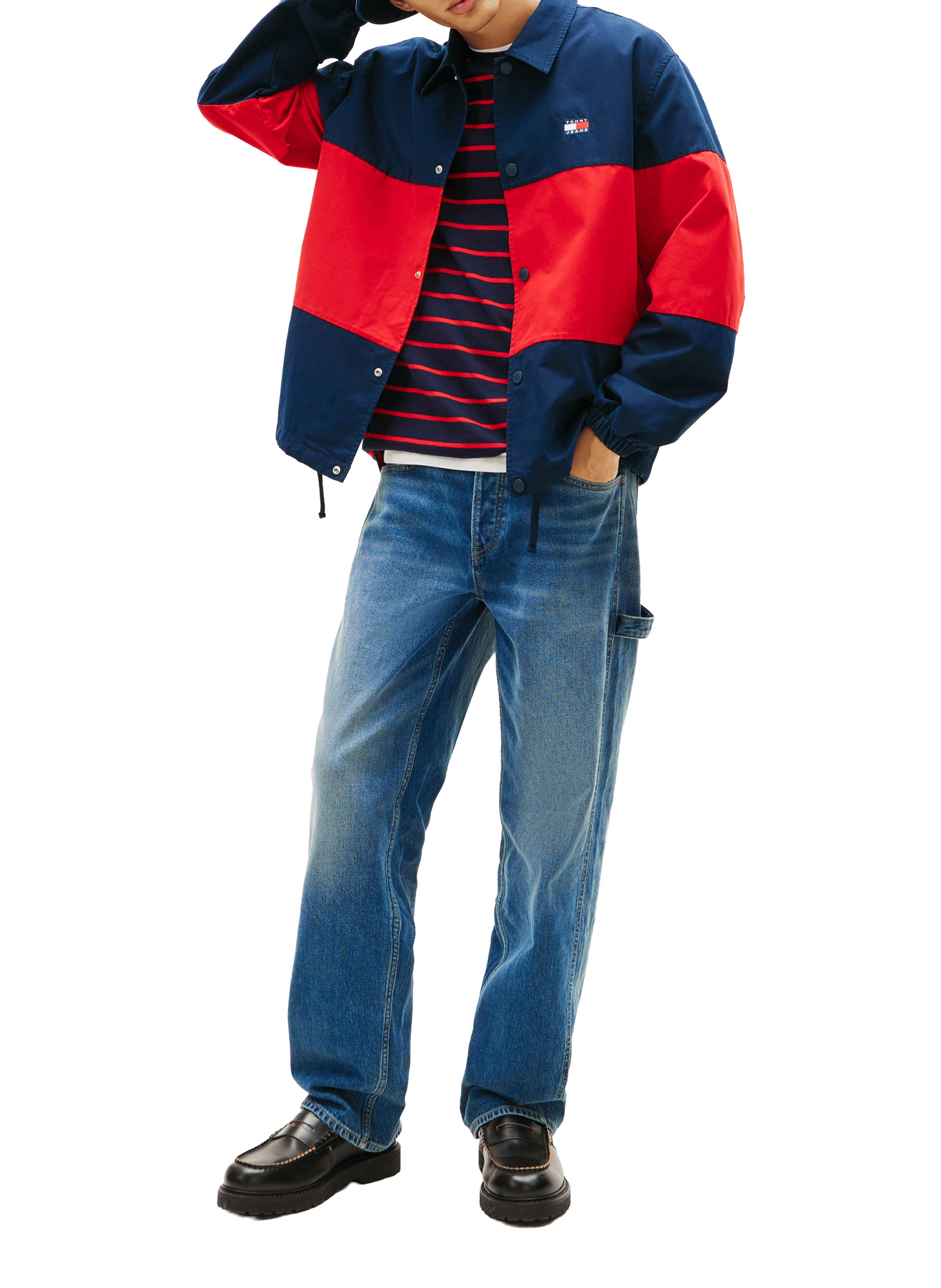 Blouson à rayures en coton mélangé TOMMY HILFIGER Bleu