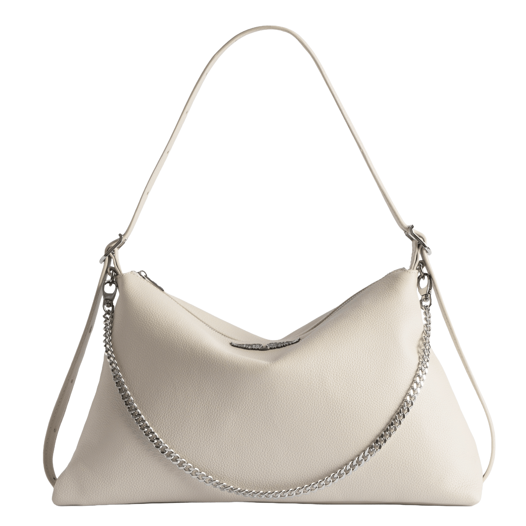 Sac porté épaule en cuir grainé jim ZADIG&VOLTAIRE Blanc