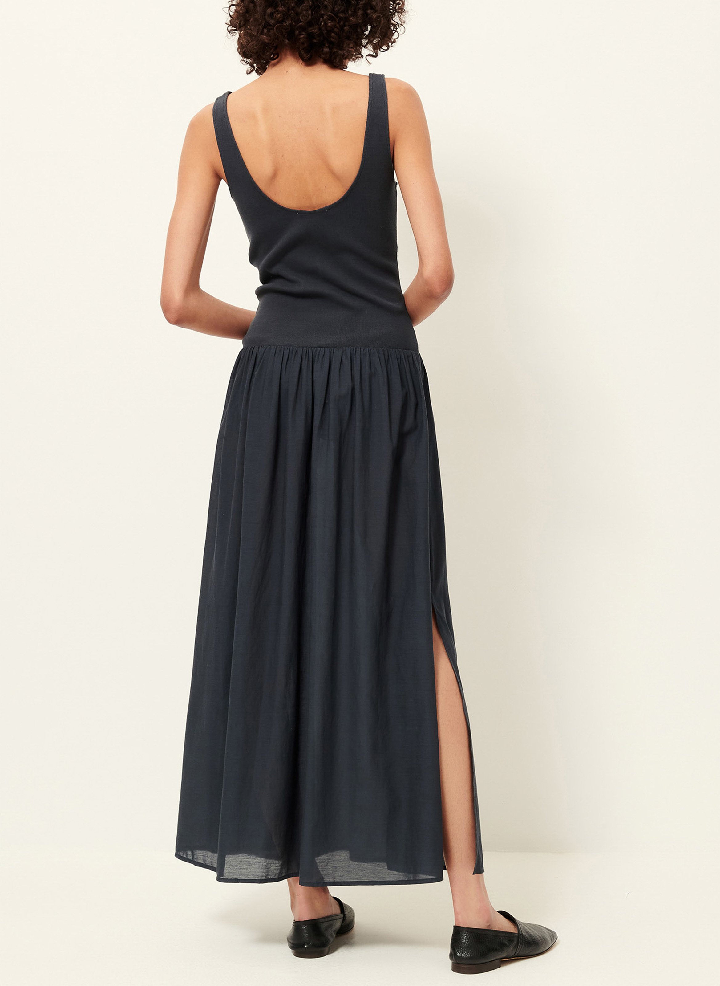 Robe longue évasée en coton mélangé solao SESSUN Vert