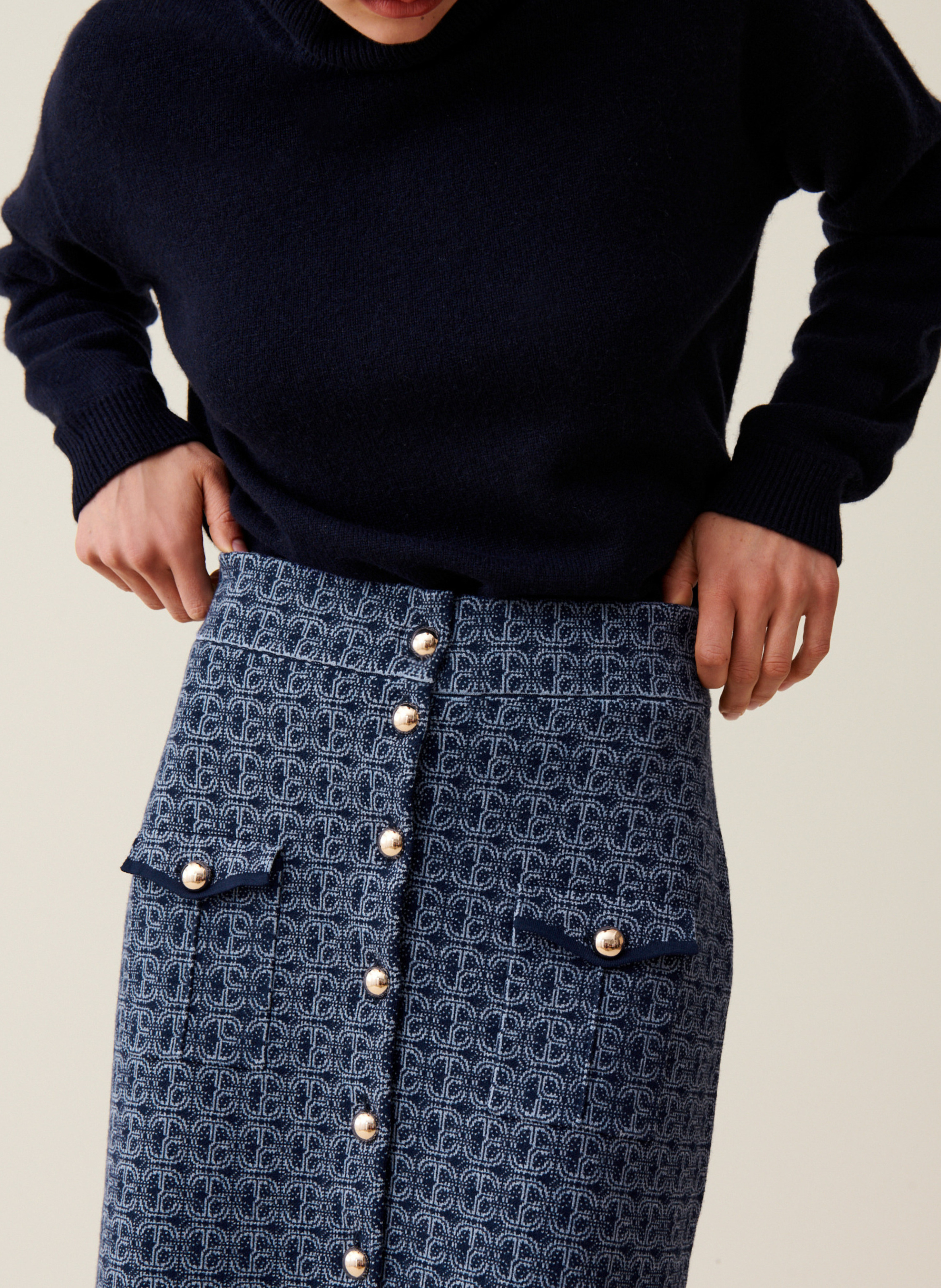 Jupe monogramme taille haute CLAUDIE PIERLOT Bleu