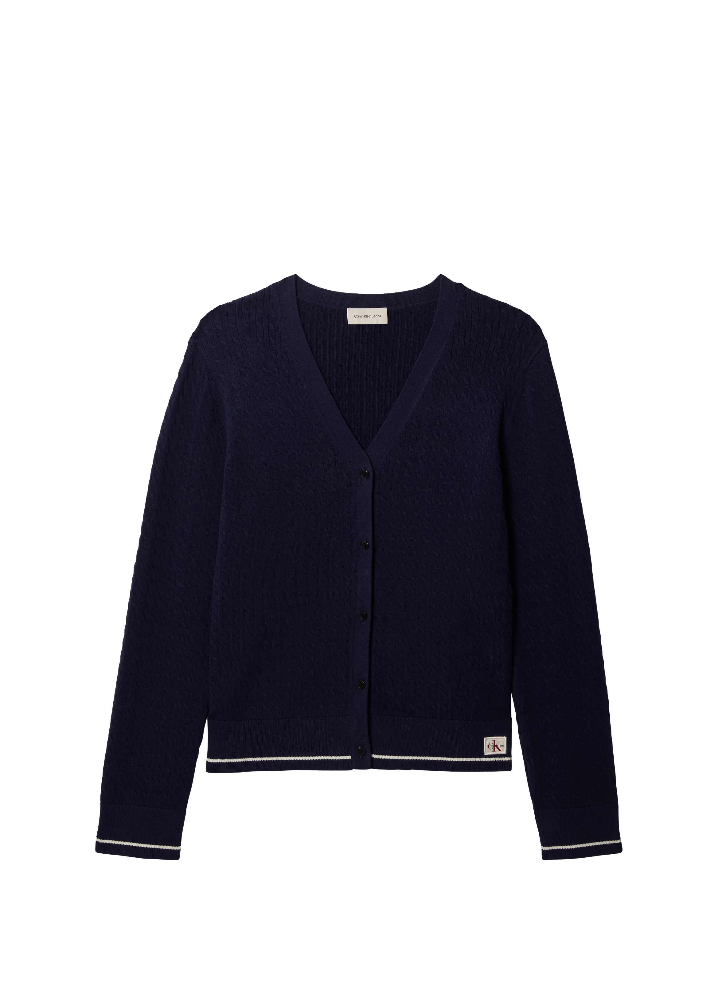 Gilet maille torsadée en coton mélangé CALVIN KLEIN Bleu