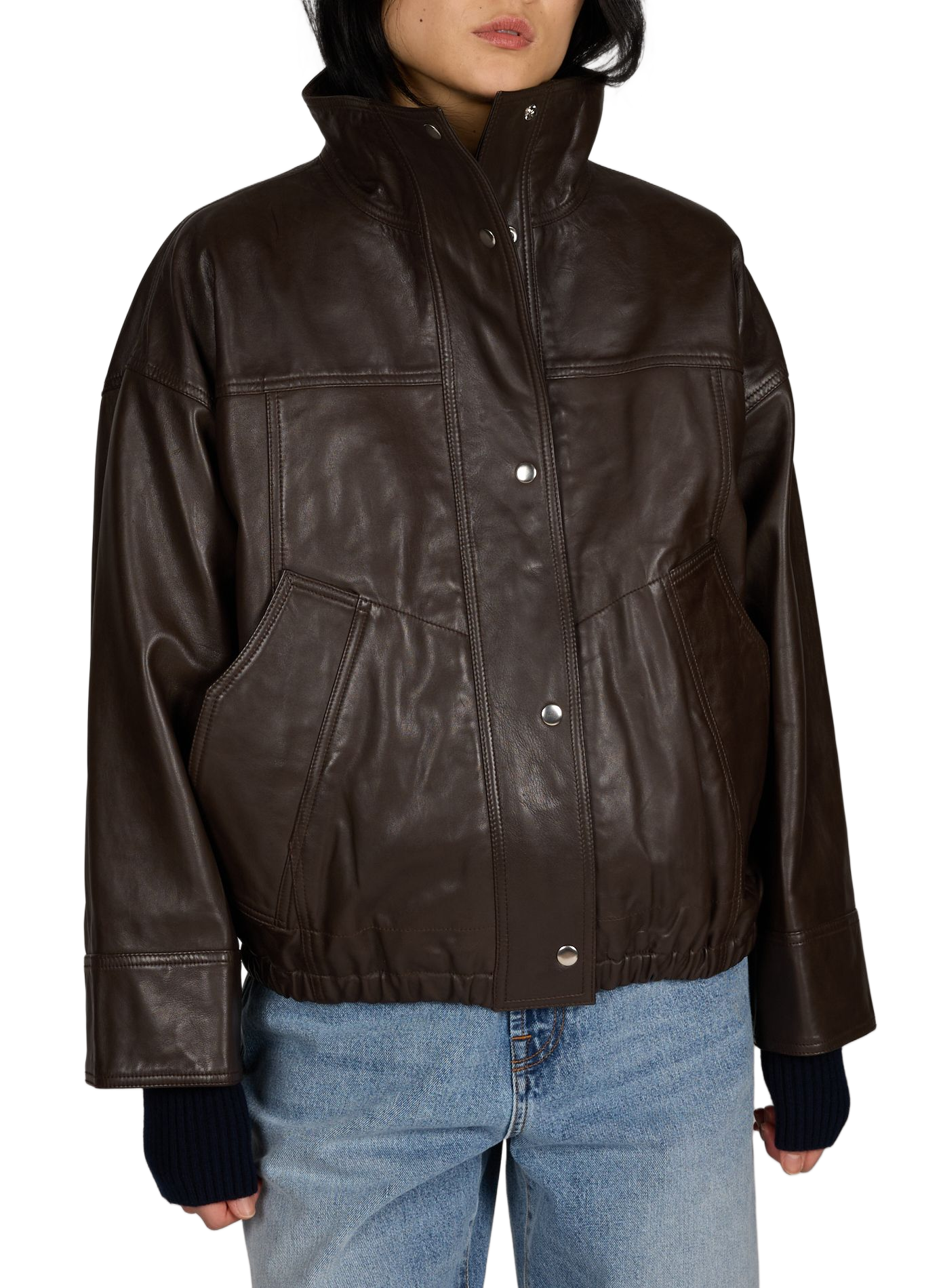 Sheepskin leather jacket ROHE FRAMES Brown