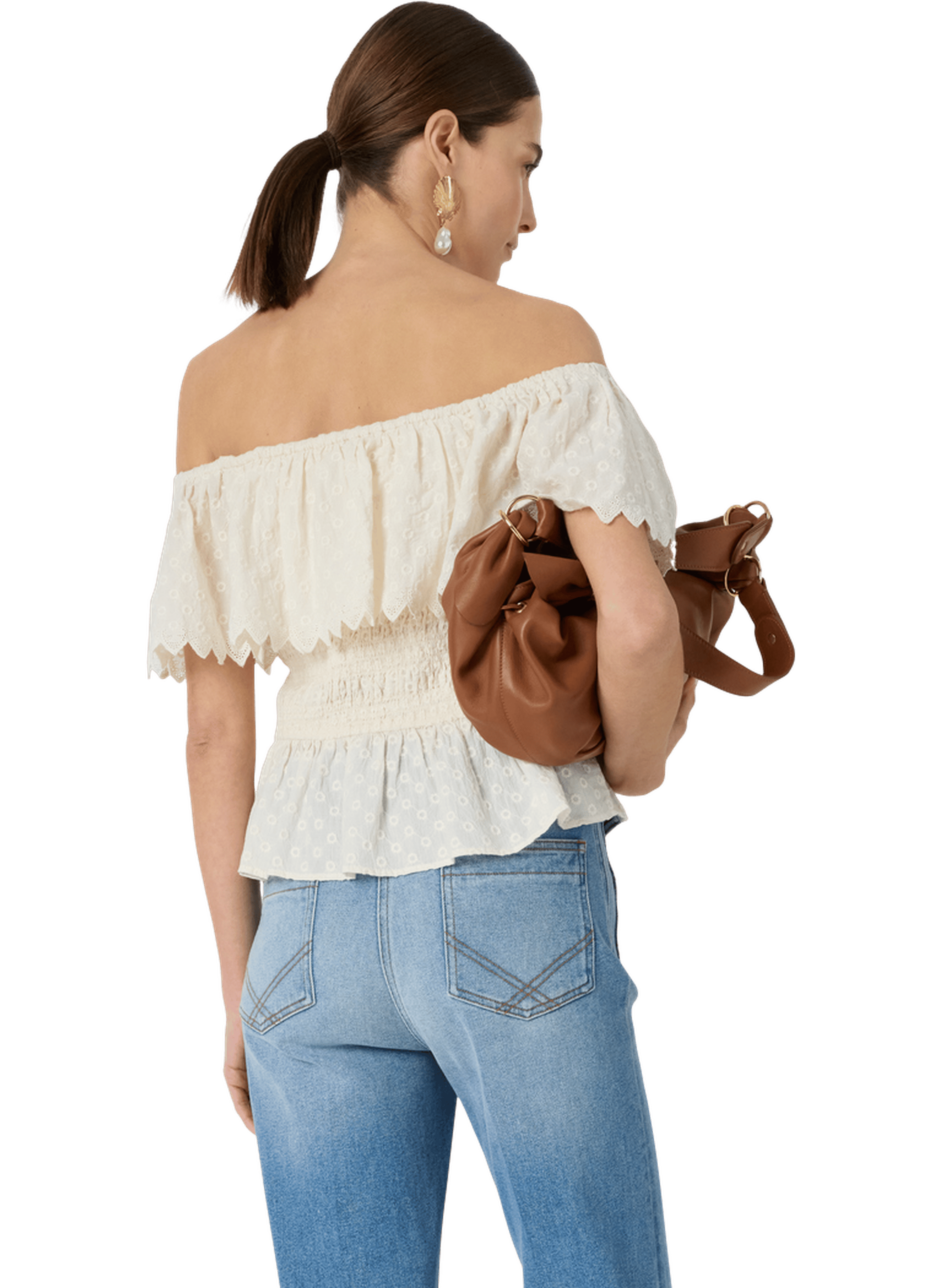 Top épaules nues en dentelle GERARD DAREL Blanc