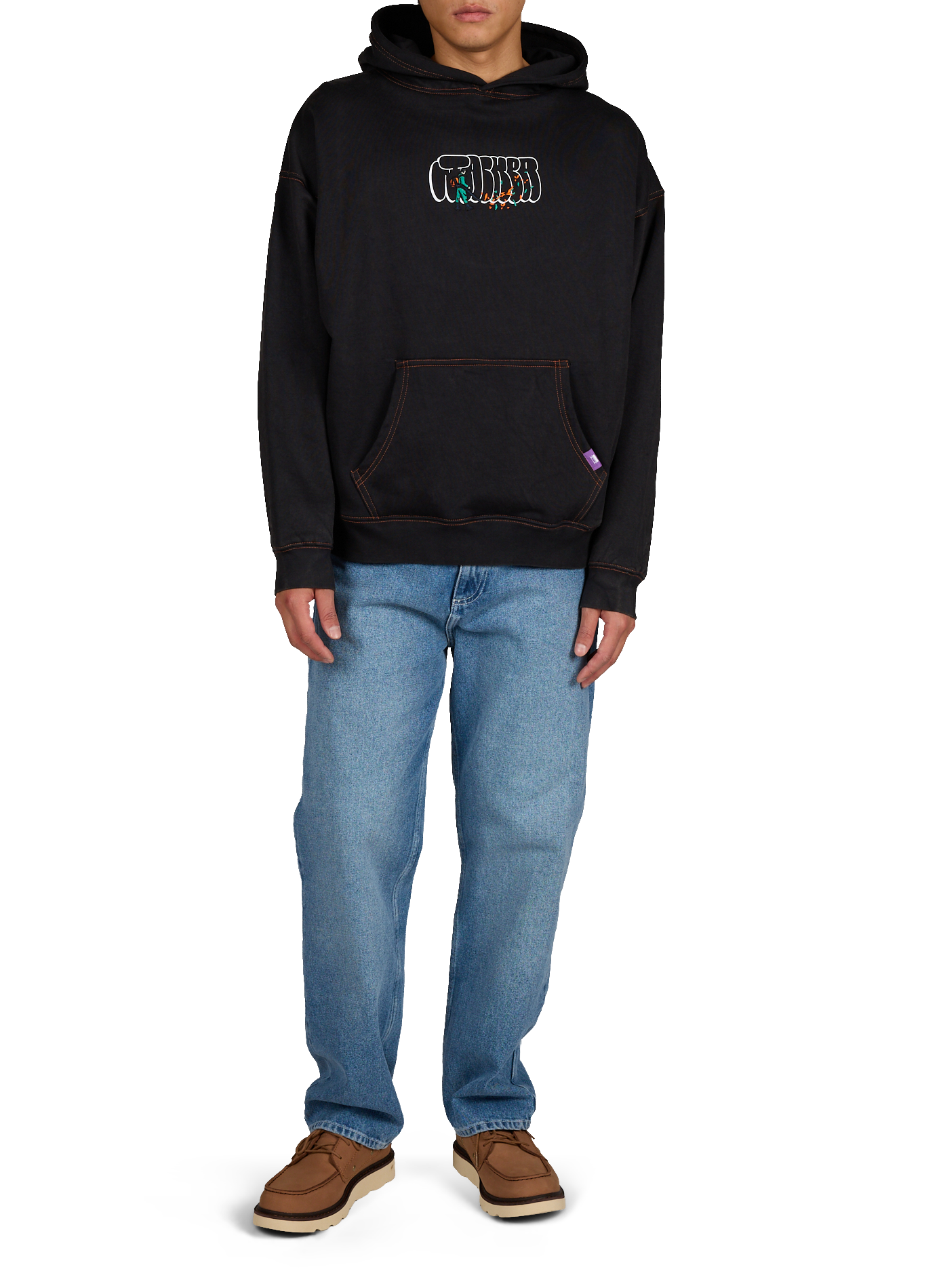 Sweat ample brodé en coton JACKER. Noir