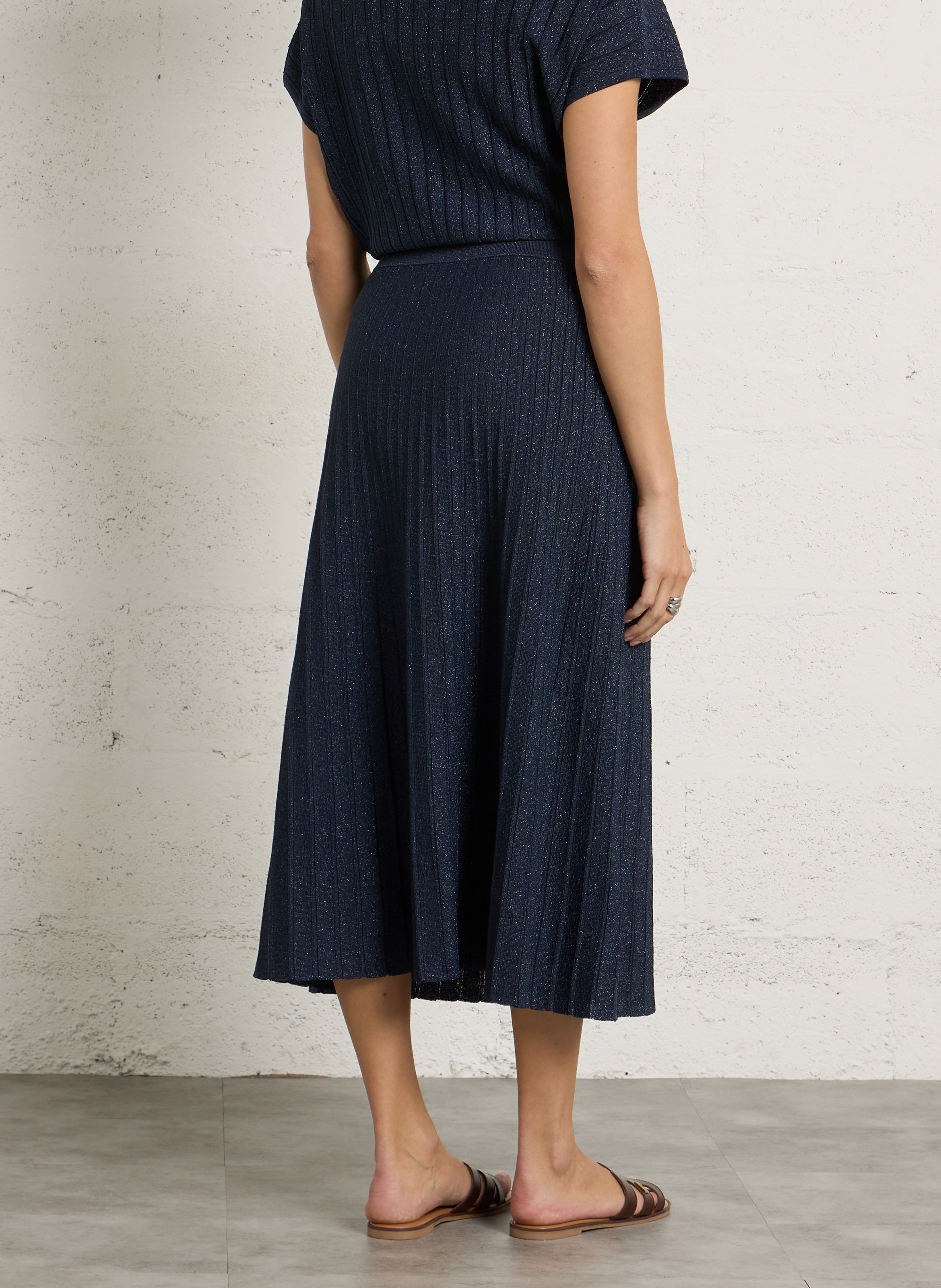 Jupe longue en maille pailletée olympe MAISON 123 Violet