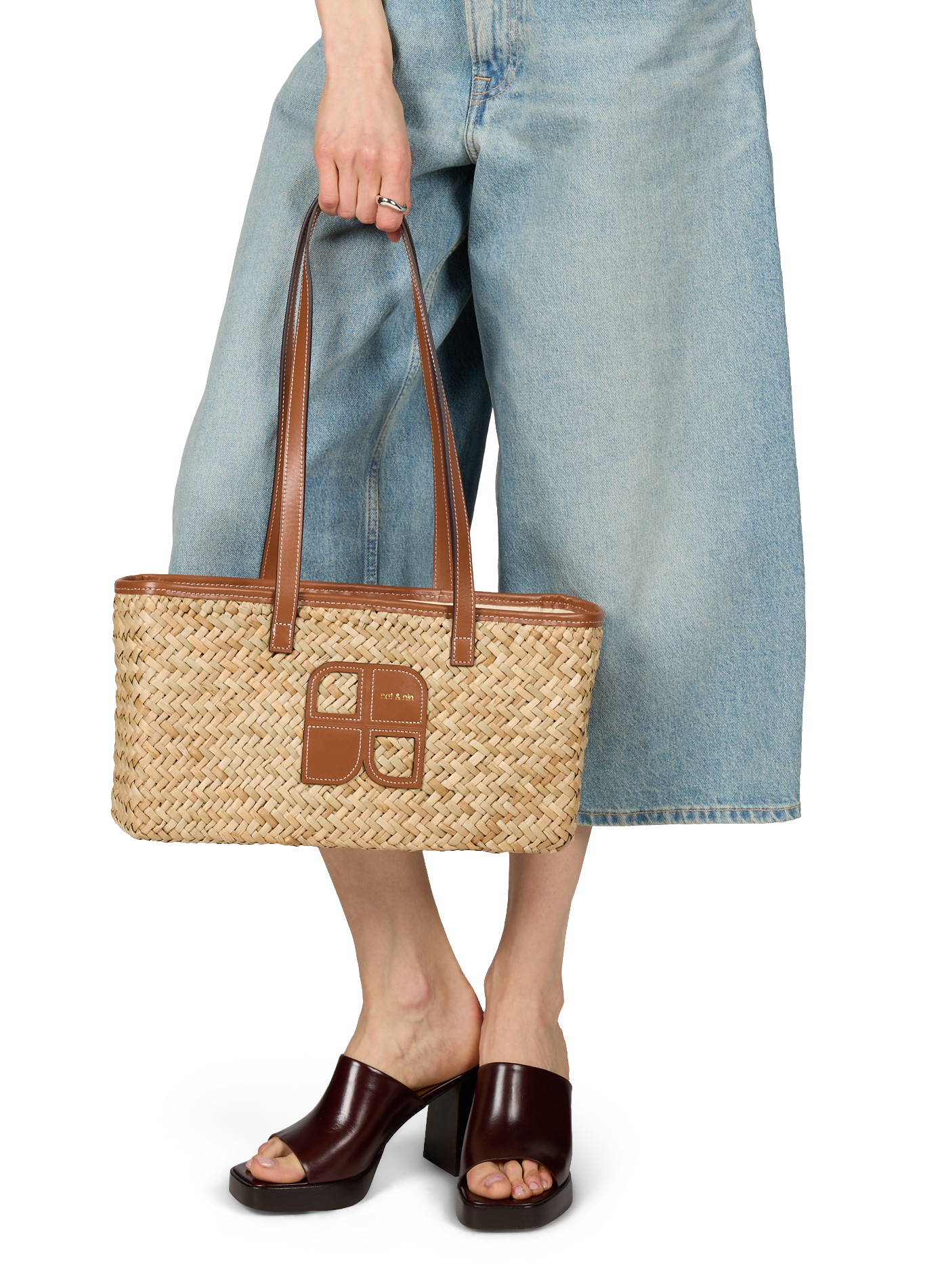 Sac cabas Paco en raphia NAT & NIN Marron