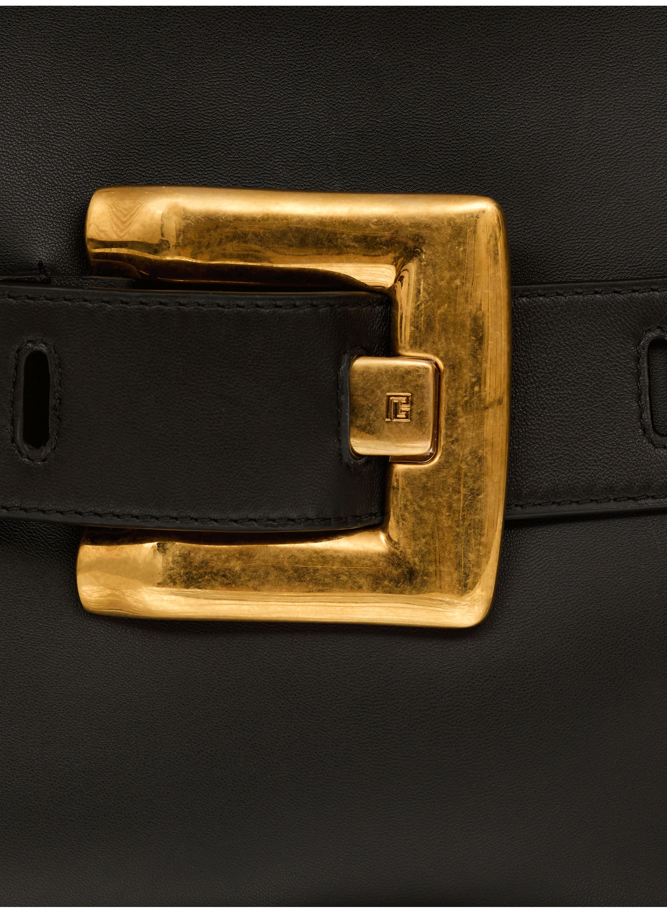 Pochette anthem en cuir lisse BALMAIN Noir