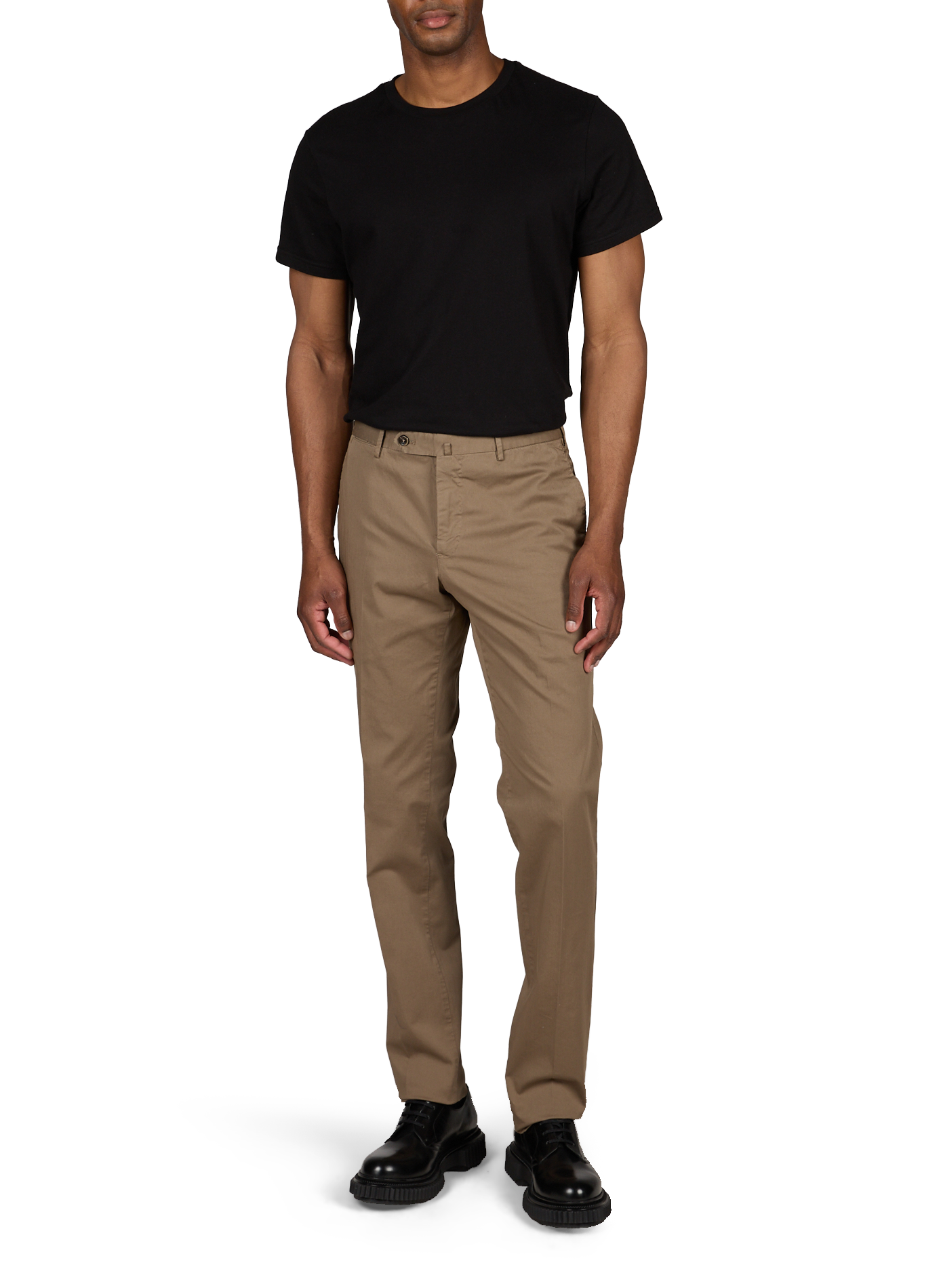 Pantalon slim à plis en coton PT01 Marron