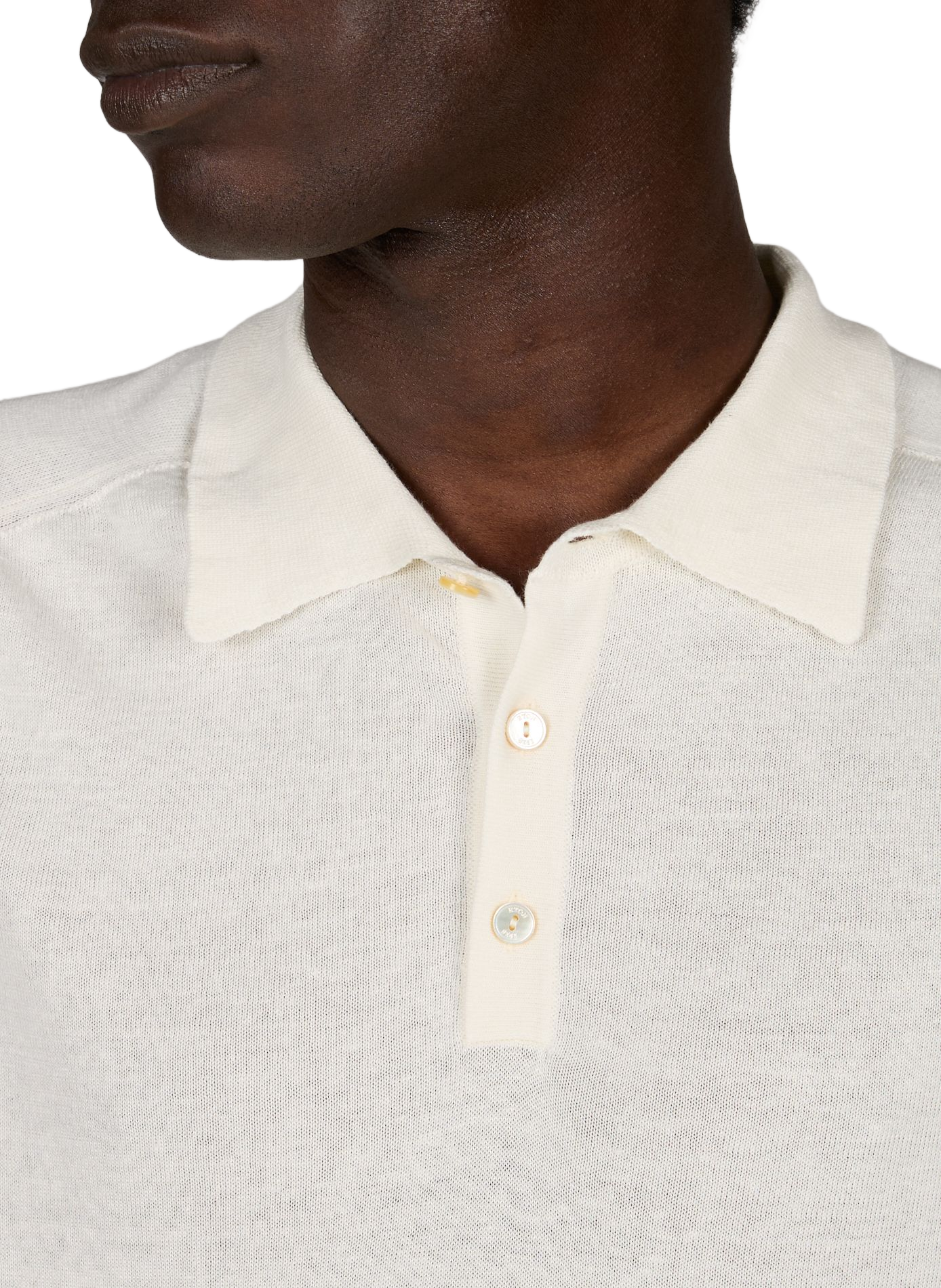 Polo aus Leinen und Baumwollgemisch ETON Weiss