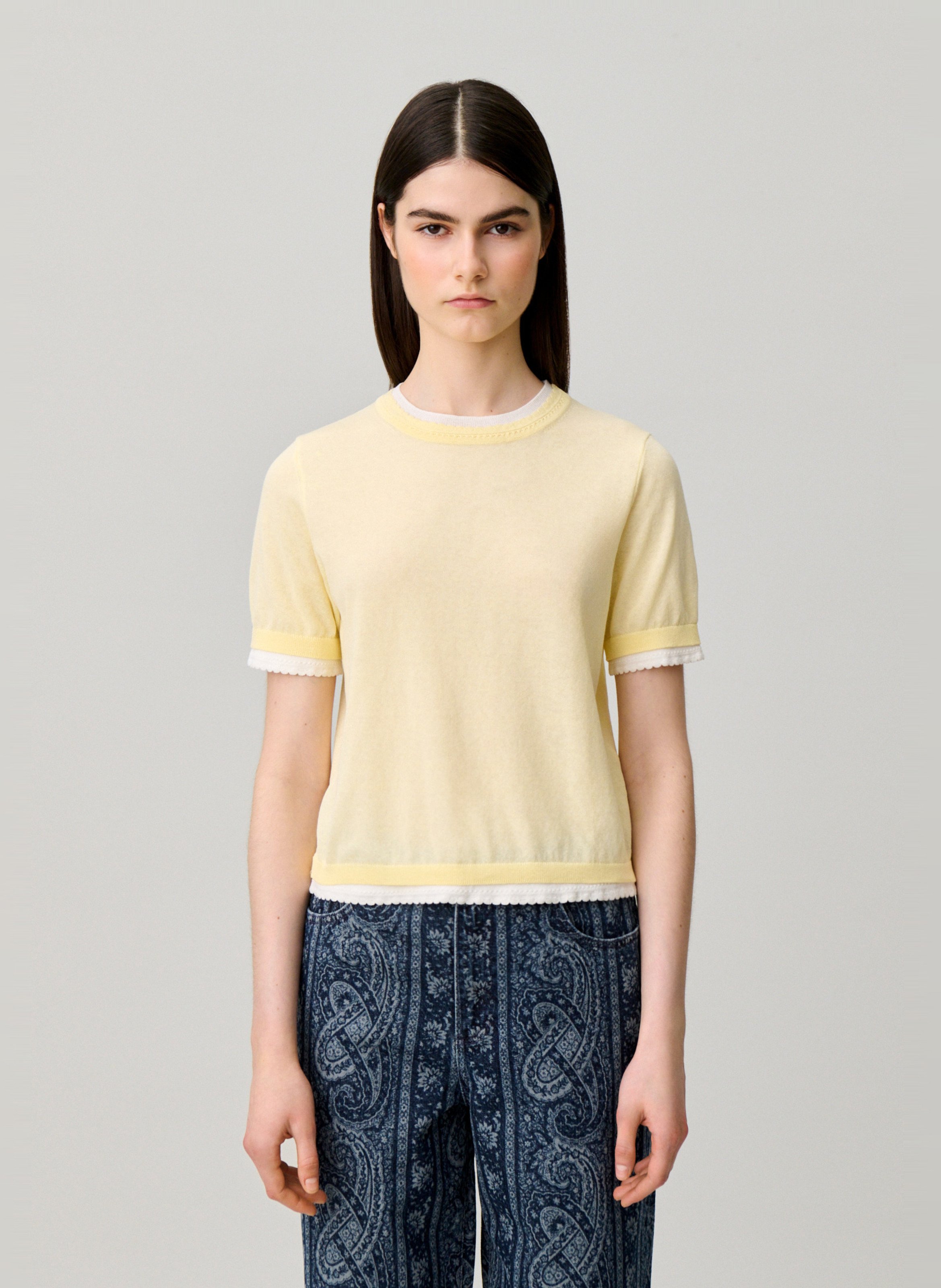Pull droit en coton mélangé CLAUDIE PIERLOT Beige