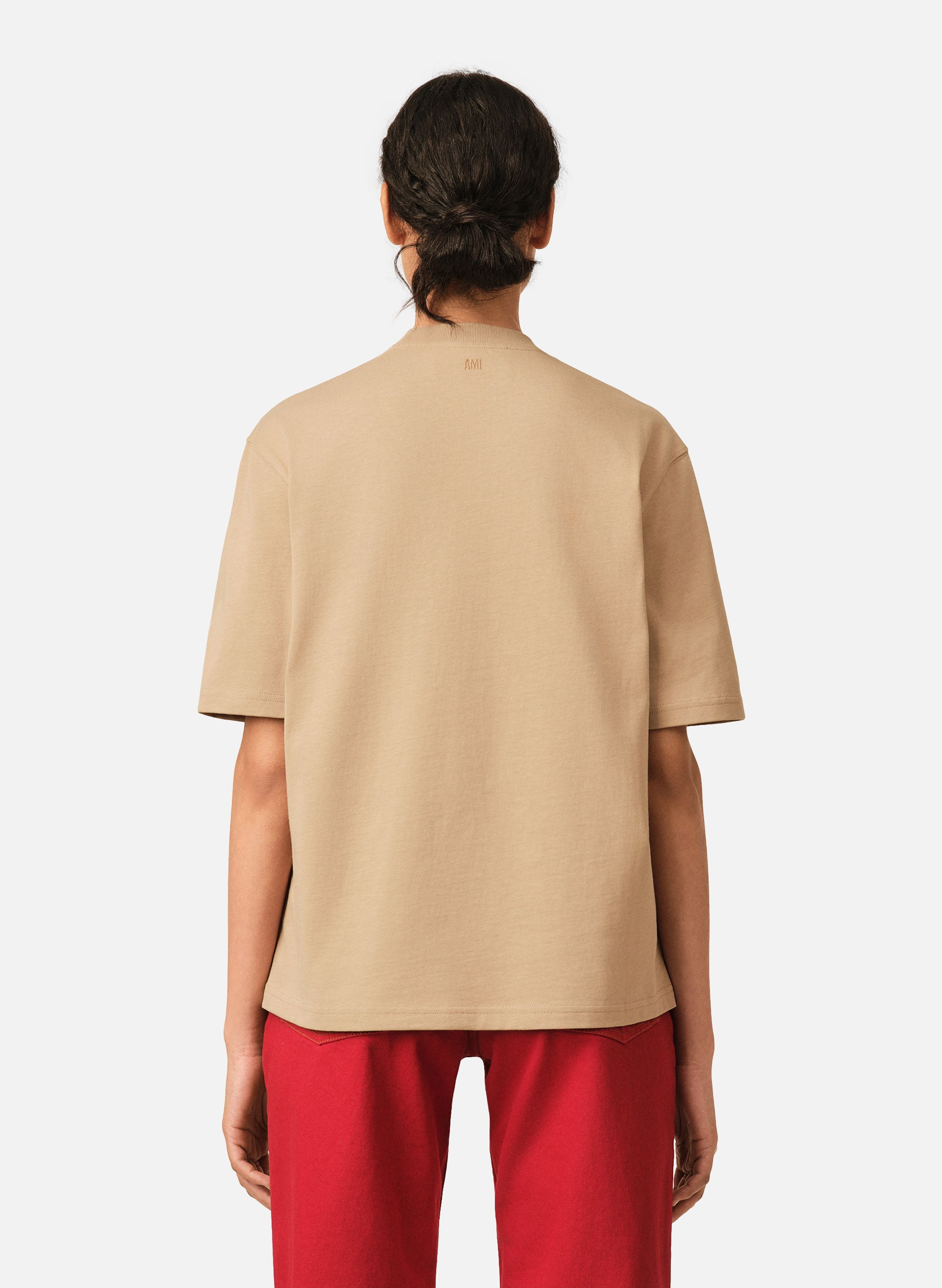 T-shirt unisexe en coton ami de coeur embossé AMI PARIS Beige