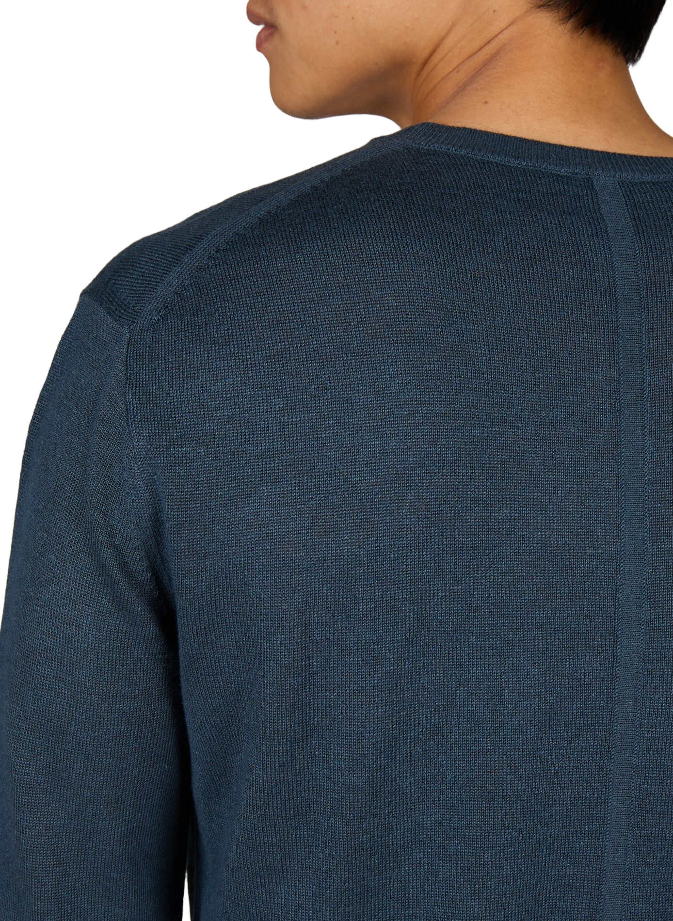 Straight fit round neck linen blend sweater CALVIN KLEIN Blue