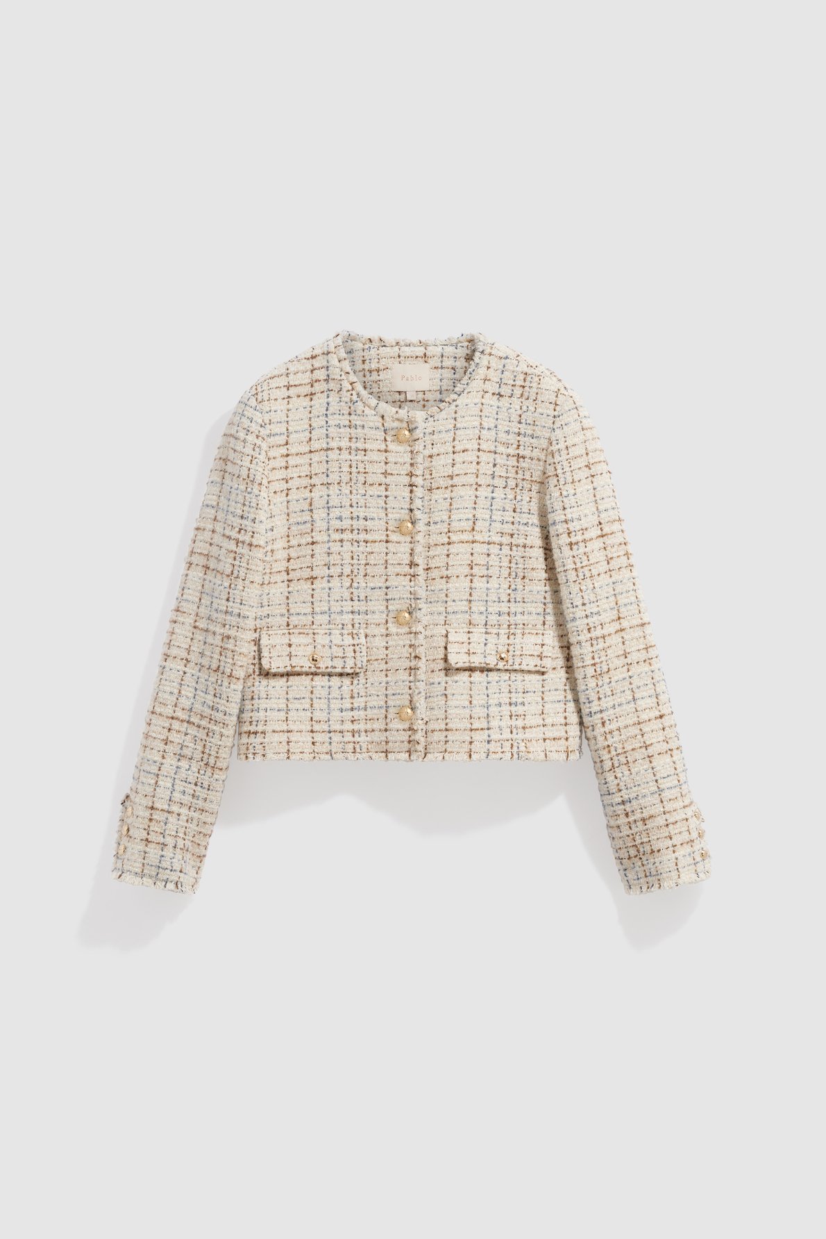 Veste sans col en tweed et lurex - jaline PABLO Beige