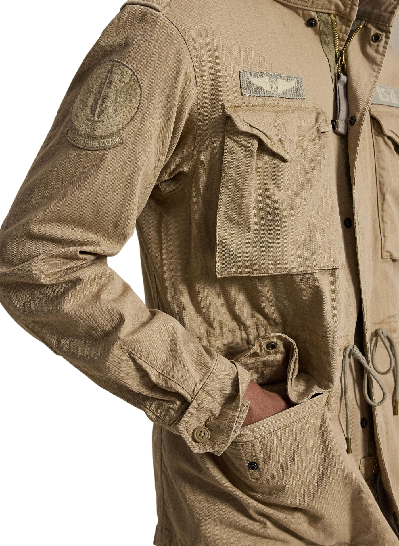 Straight jacket with high collar in cotton POLO RALPH LAUREN Beige