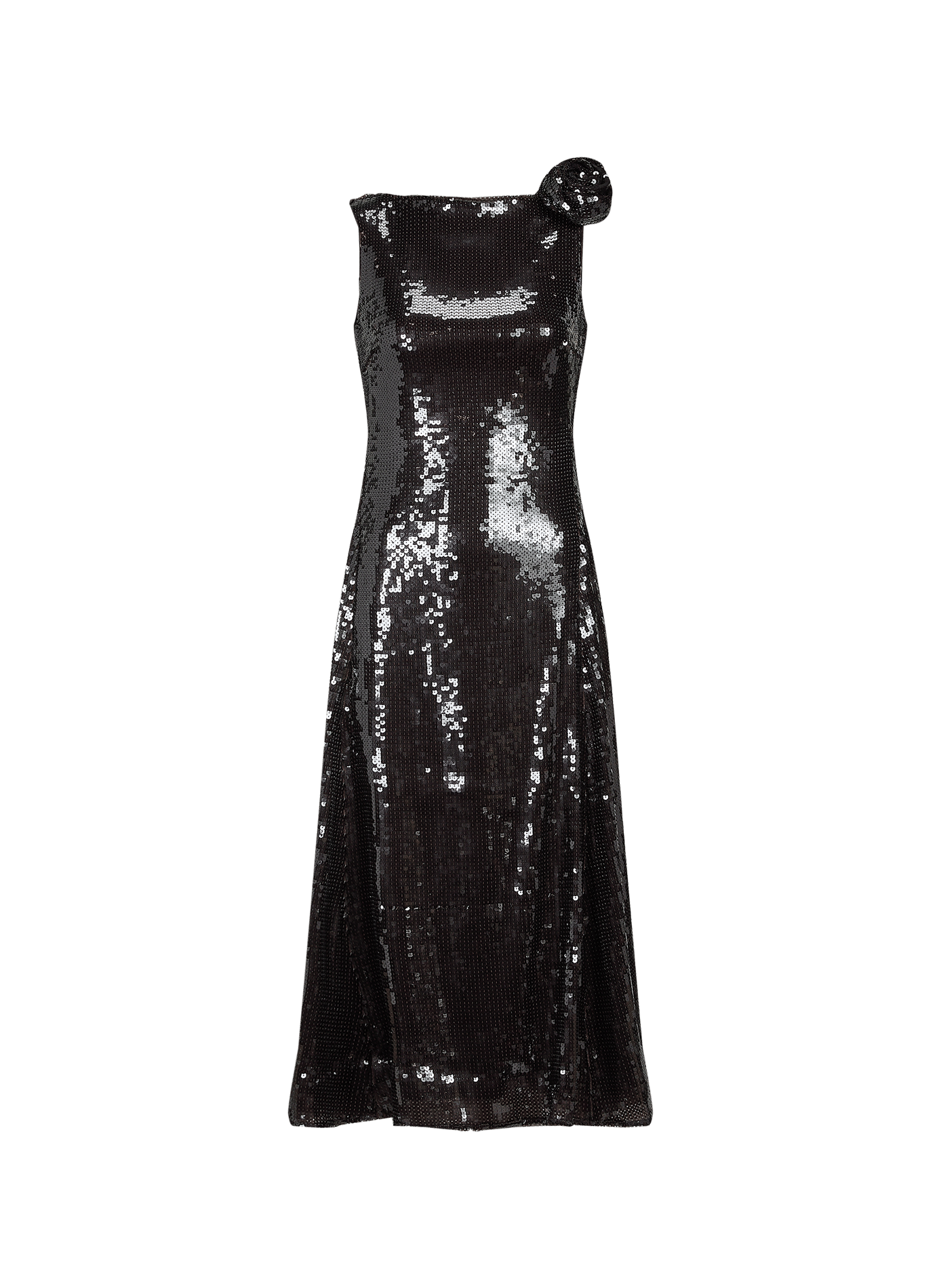 Flared midi dress with sequins ROTATE Brown