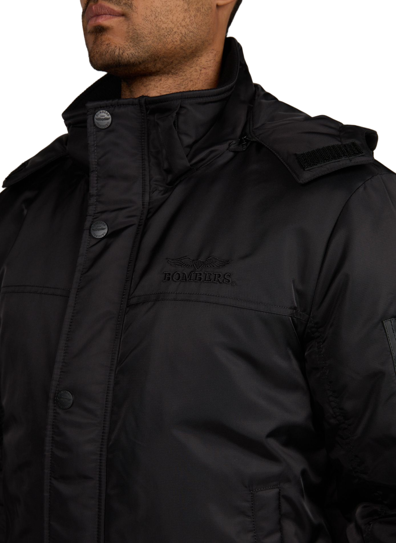 Hooded jacket with high collar BOMBERS ORIGINAL Black