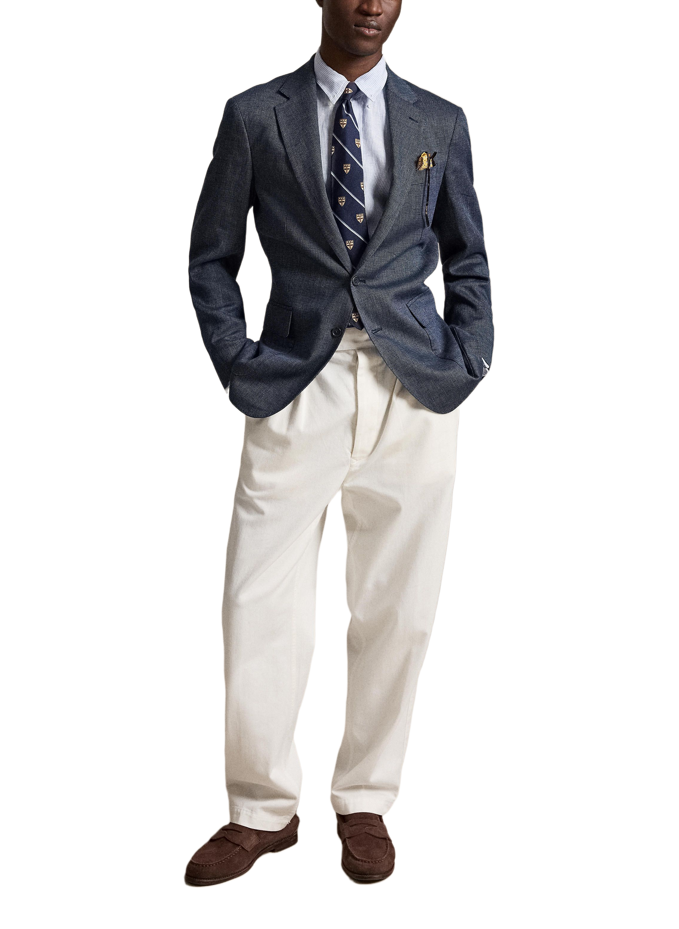 Blazer cintré en lin mélangé POLO RALPH LAUREN Bleu