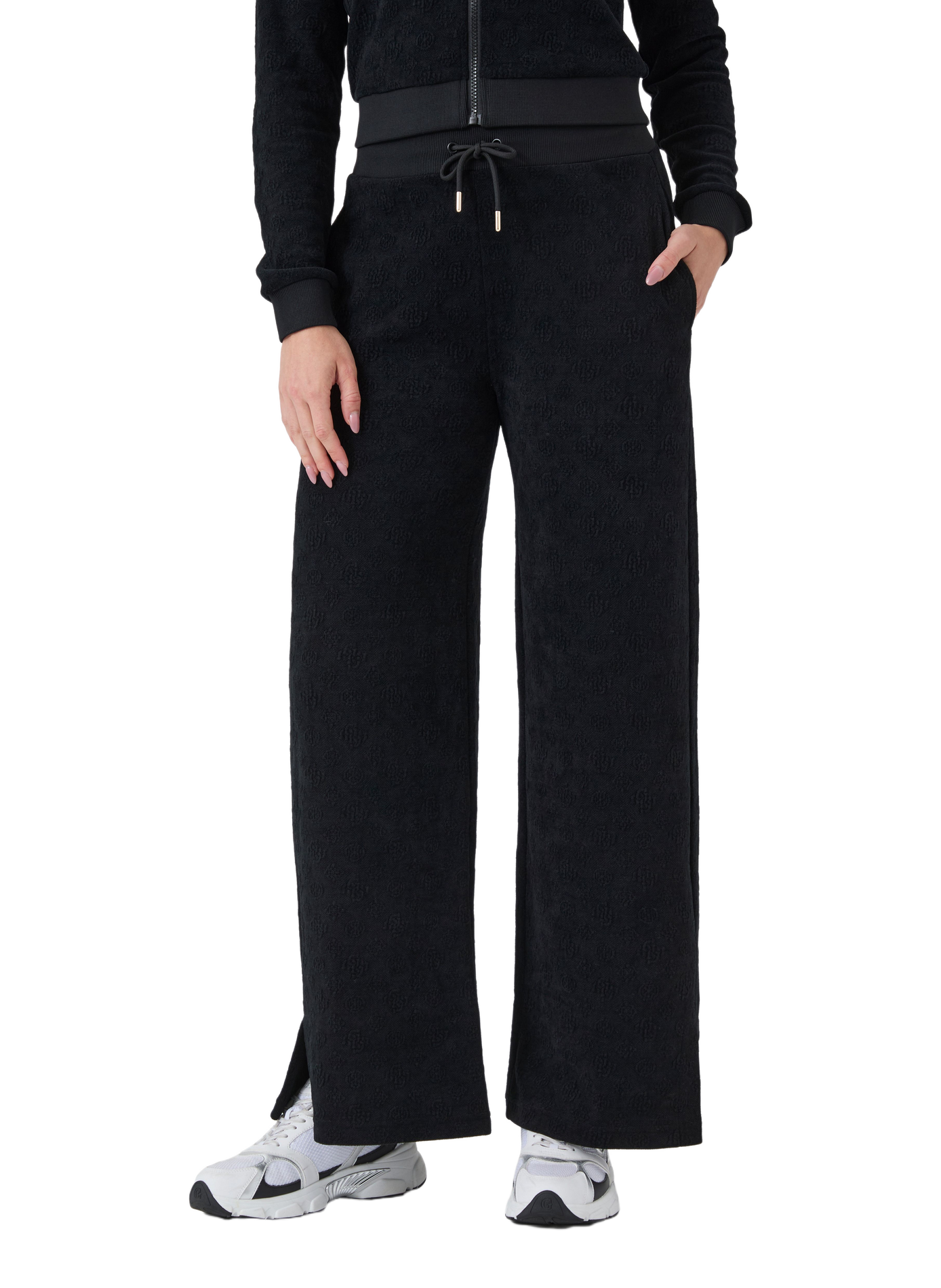 Weite unifarbene Hose mit elastischem Bund GUESS Schwarz